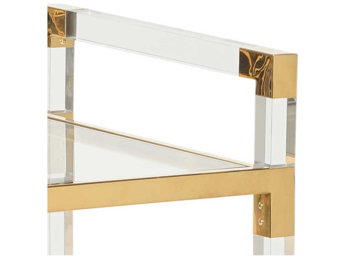 Chelsea House Glass Gold Clear Polished Brass Bar Cart