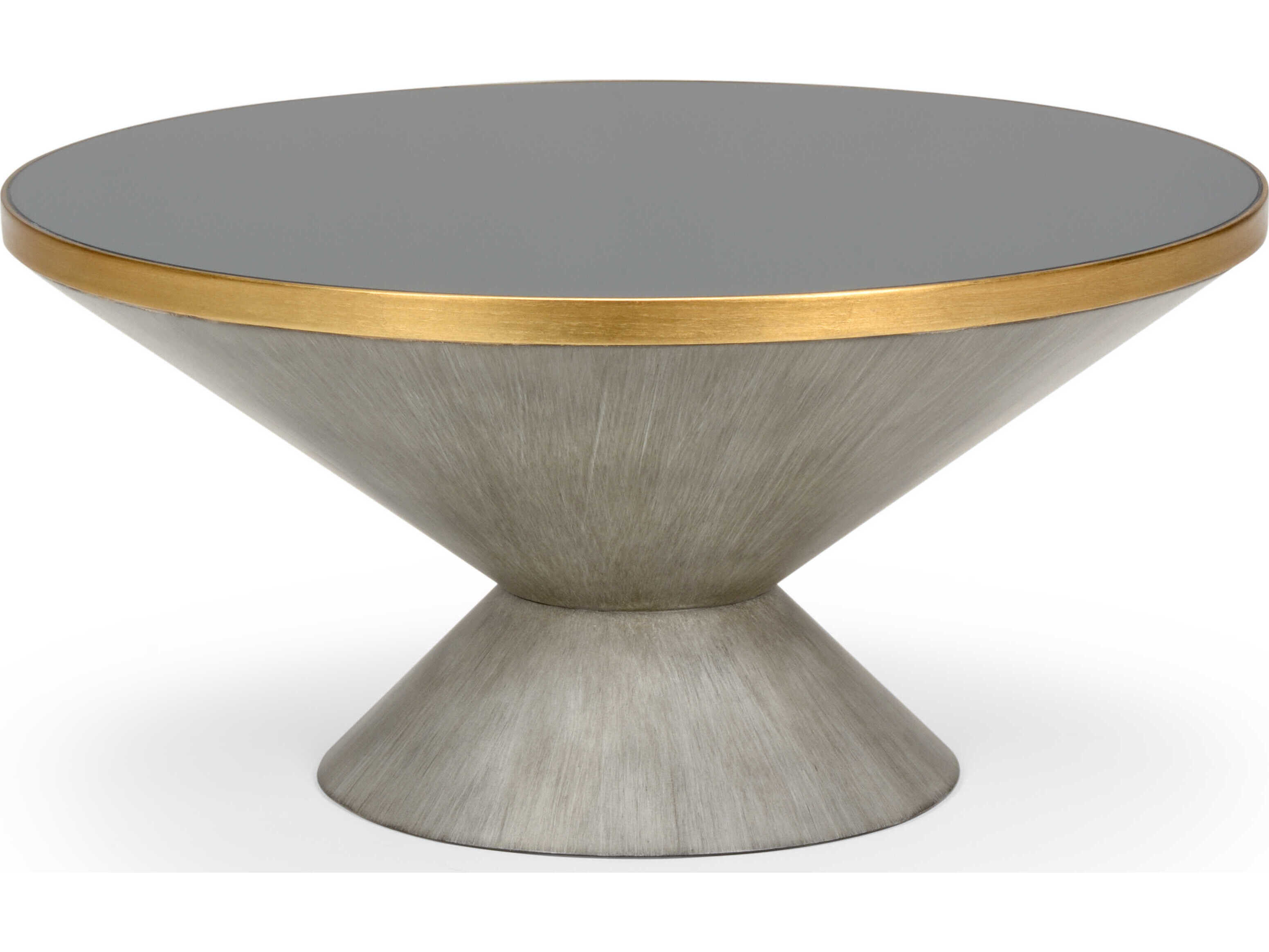Chelsea House Bradshaw Orrell N. Y. Round Glass Gray Gold Coffee Table