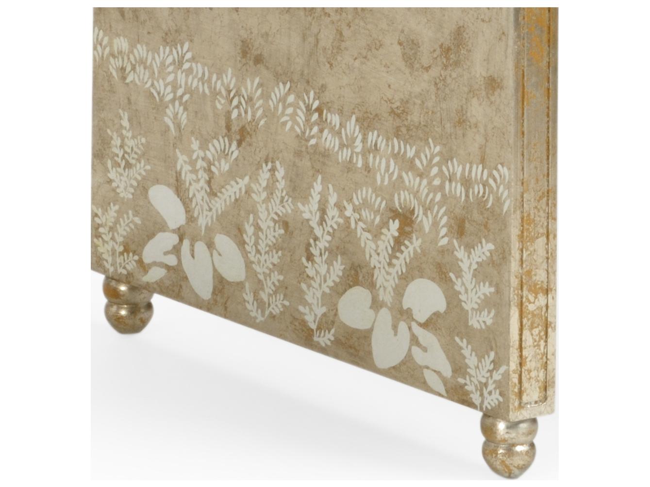 Chelsea House Jamie Merida Hong Kong Gold Silver Glass Solid Wood Writing Desk