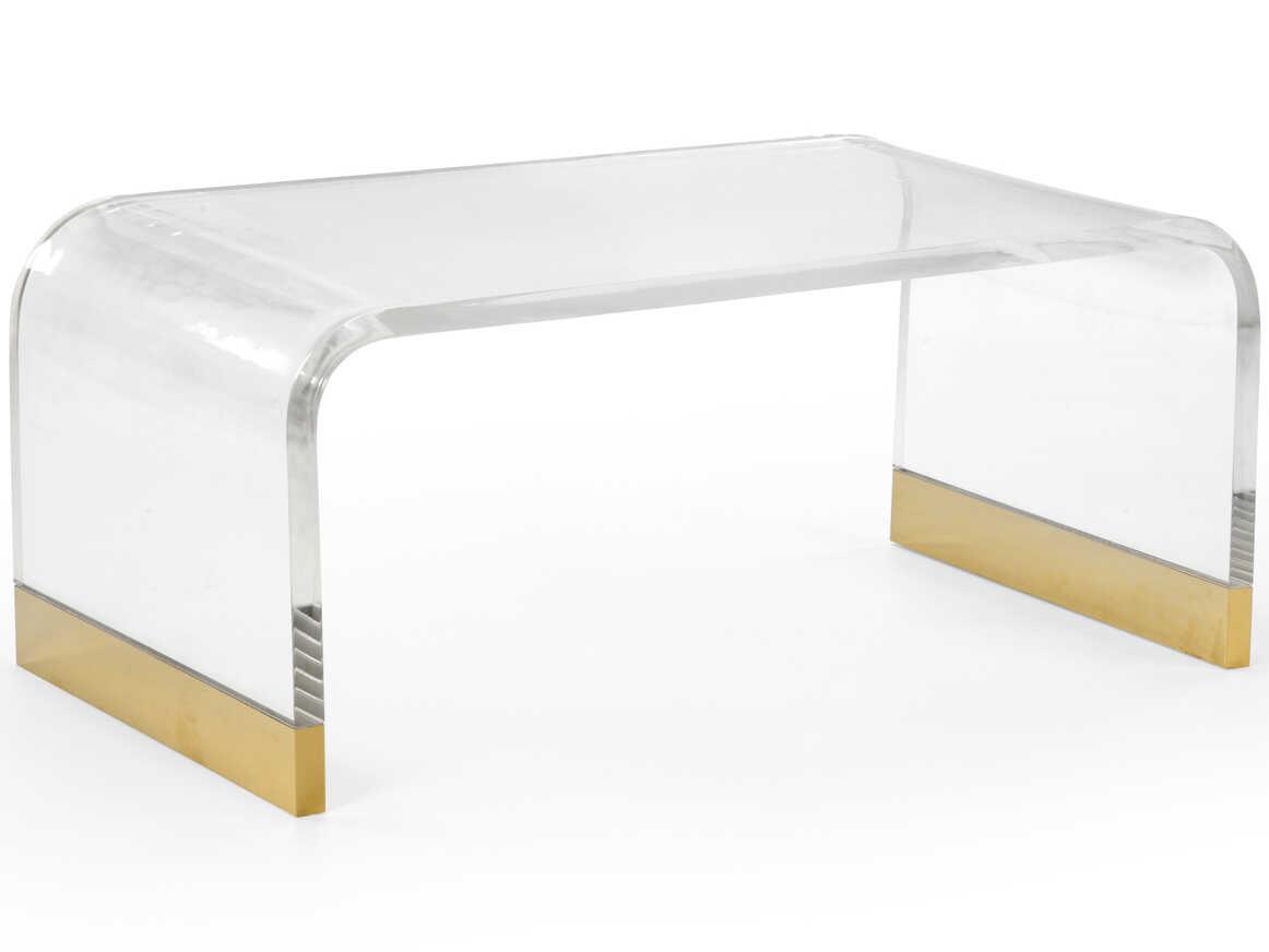 Chelsea House Rectangular Acrylic Clear Antique Brass Coffee Table
