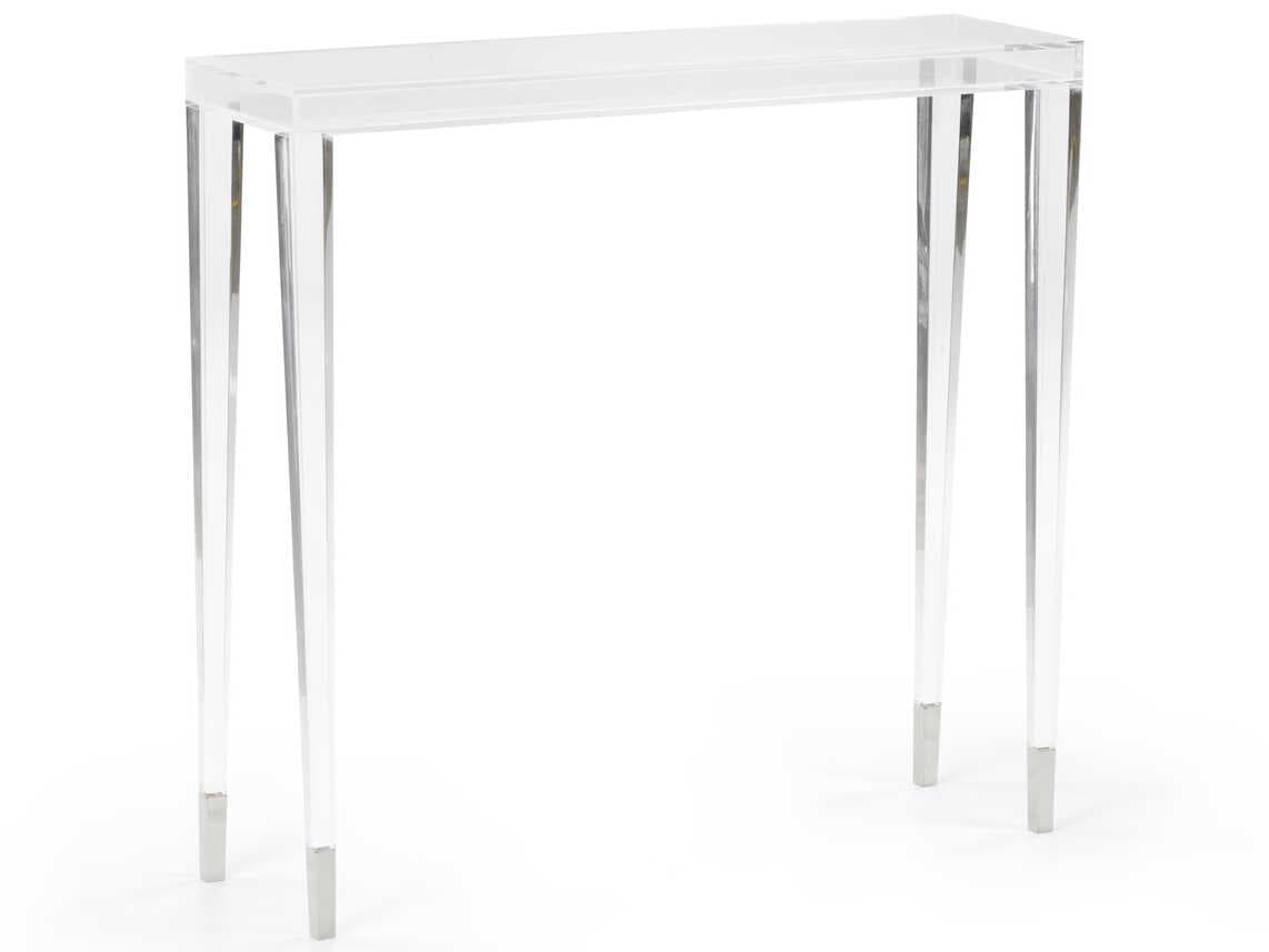 Chelsea House Rectangular Acrylic Clear Polished Nickel Console Table