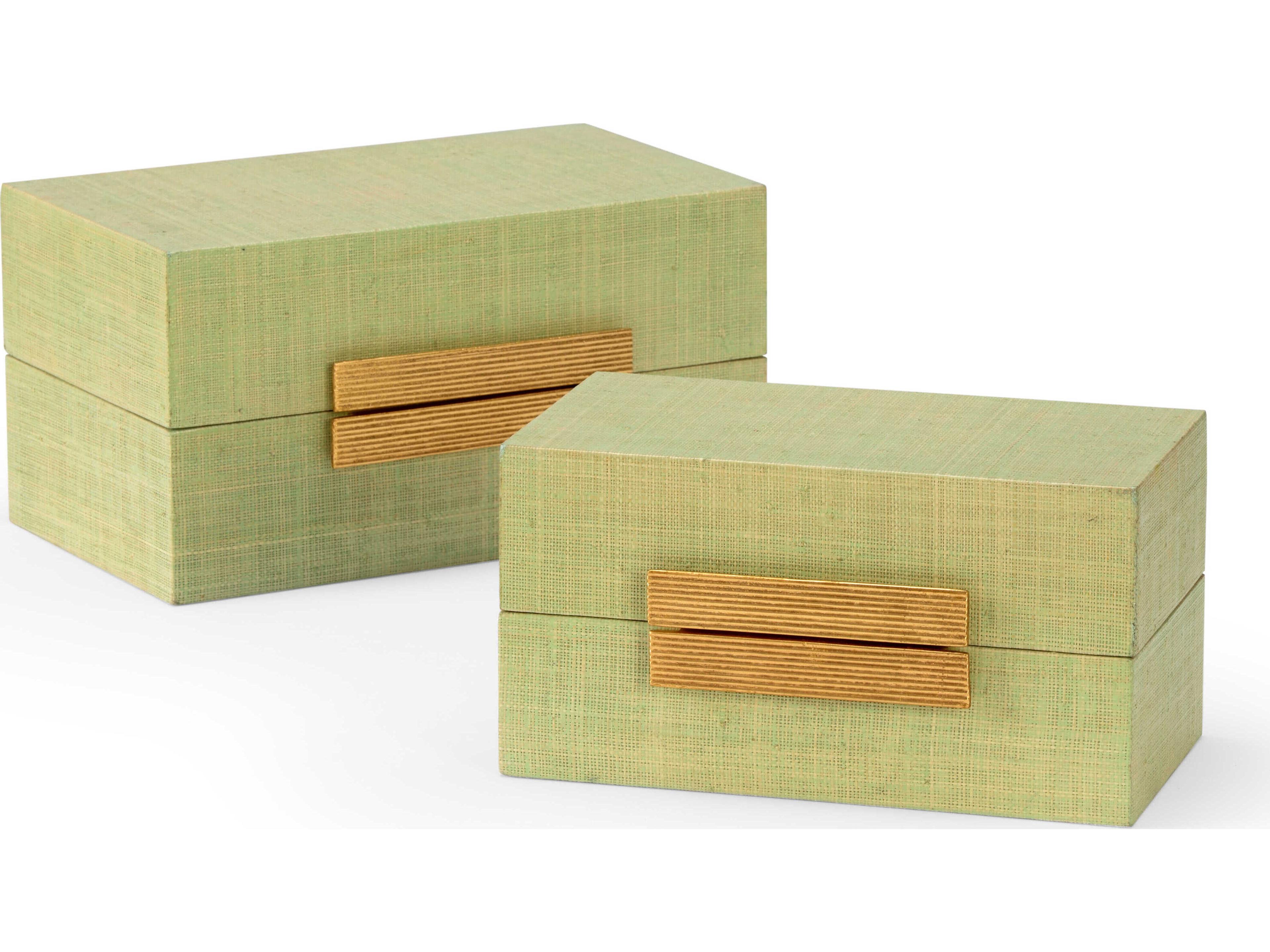 Chelsea House Claire Bell Raffia Boxes - Seafoam