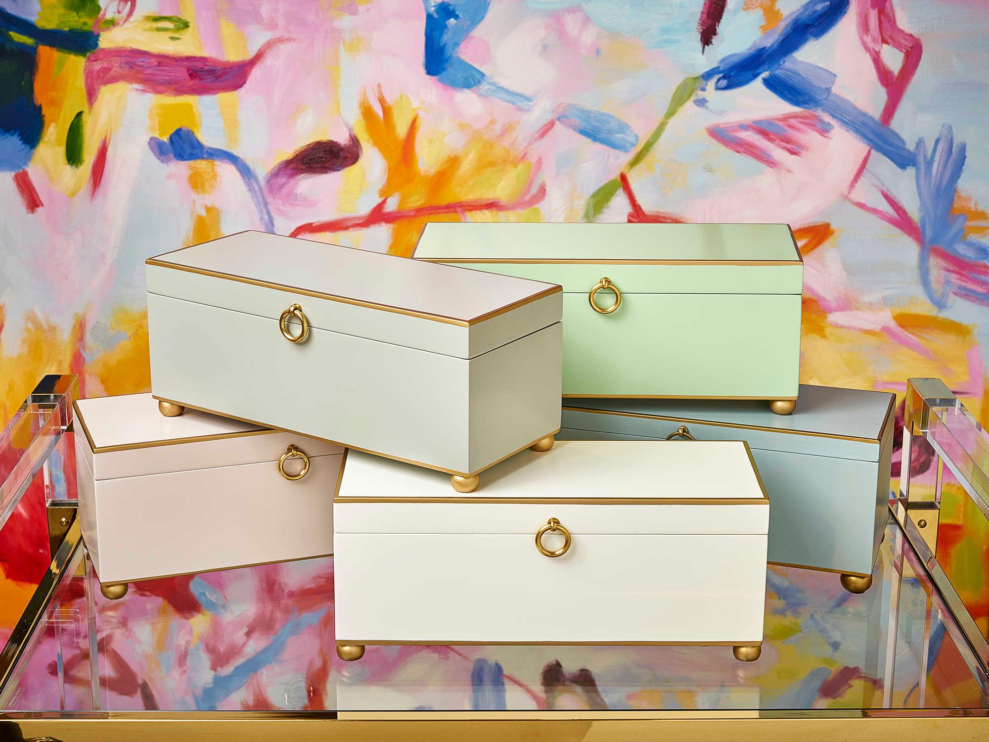 Chelsea House Cream / Gold Polished Brass Jewelry Box