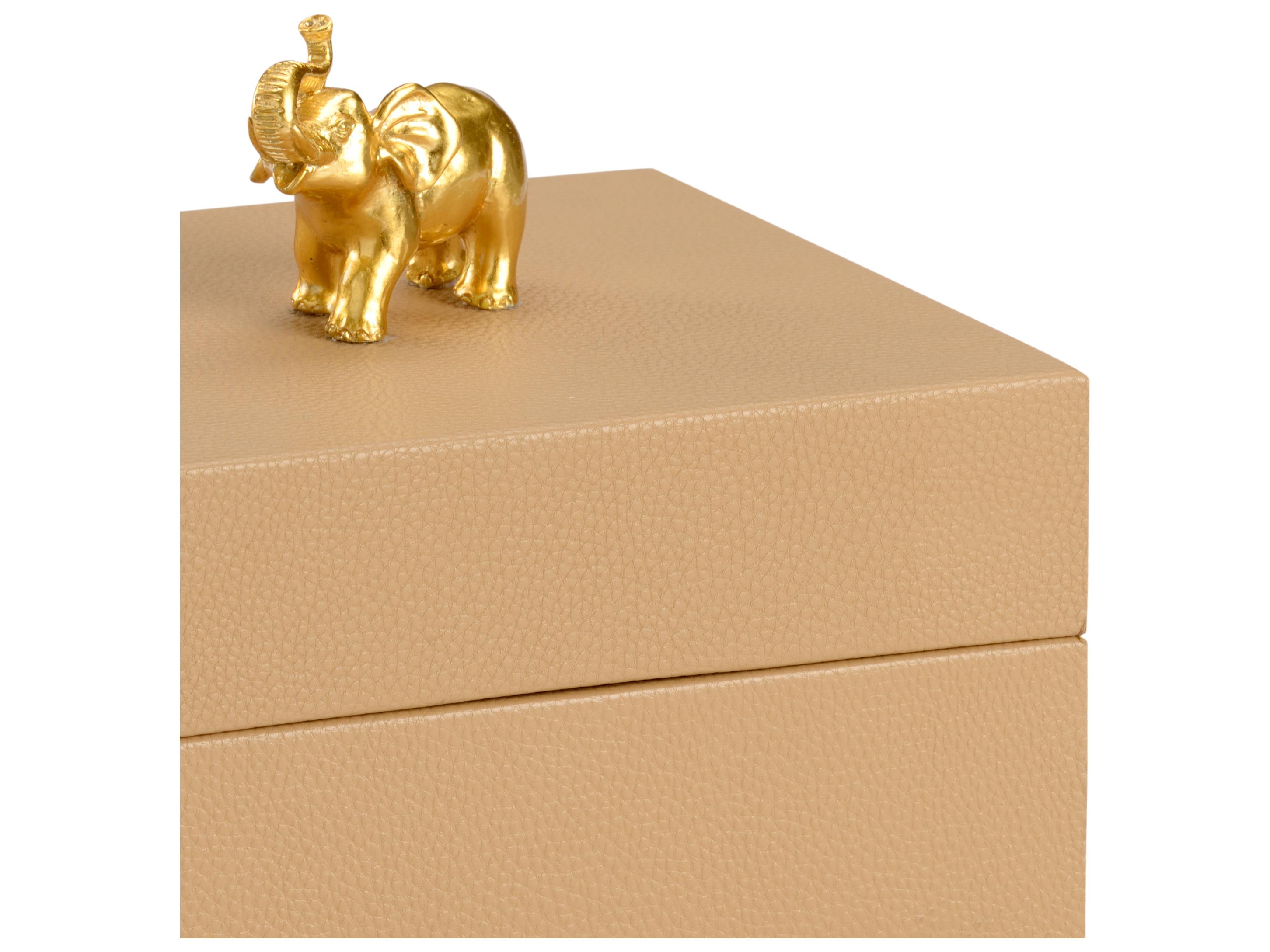 Chelsea House Pam Cain Elephant Handle Box - Tan