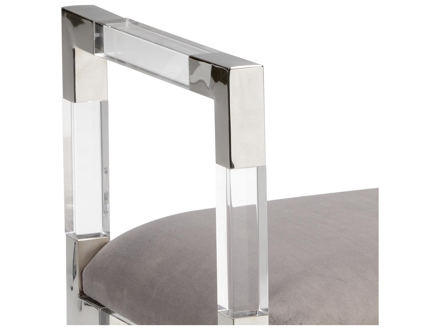 Chelsea House Clear Nickel Gray Upholstered Accent Bench