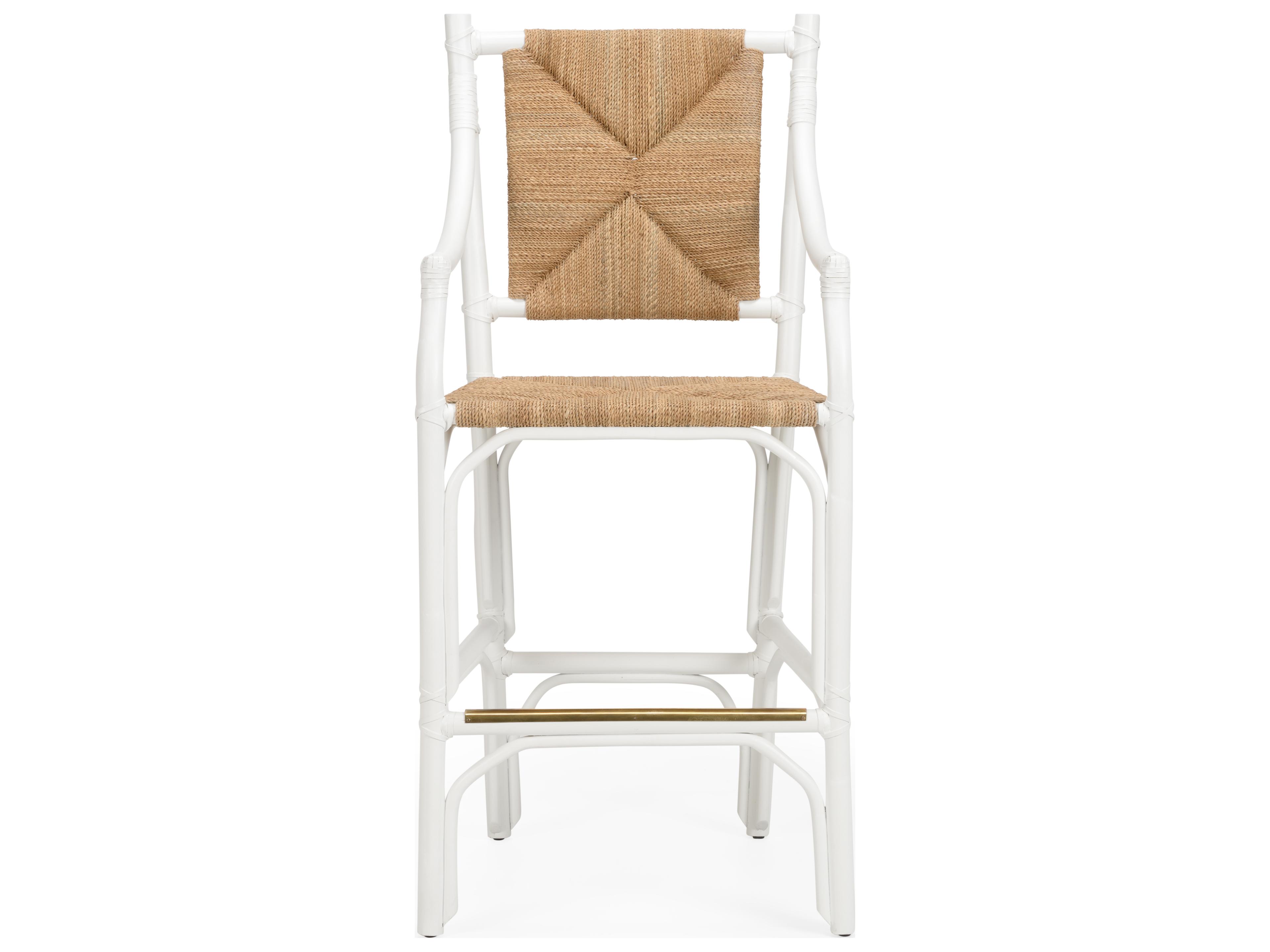 Chelsea House Mecklenburg Bamboo Wood Bar Stool Barstool - White