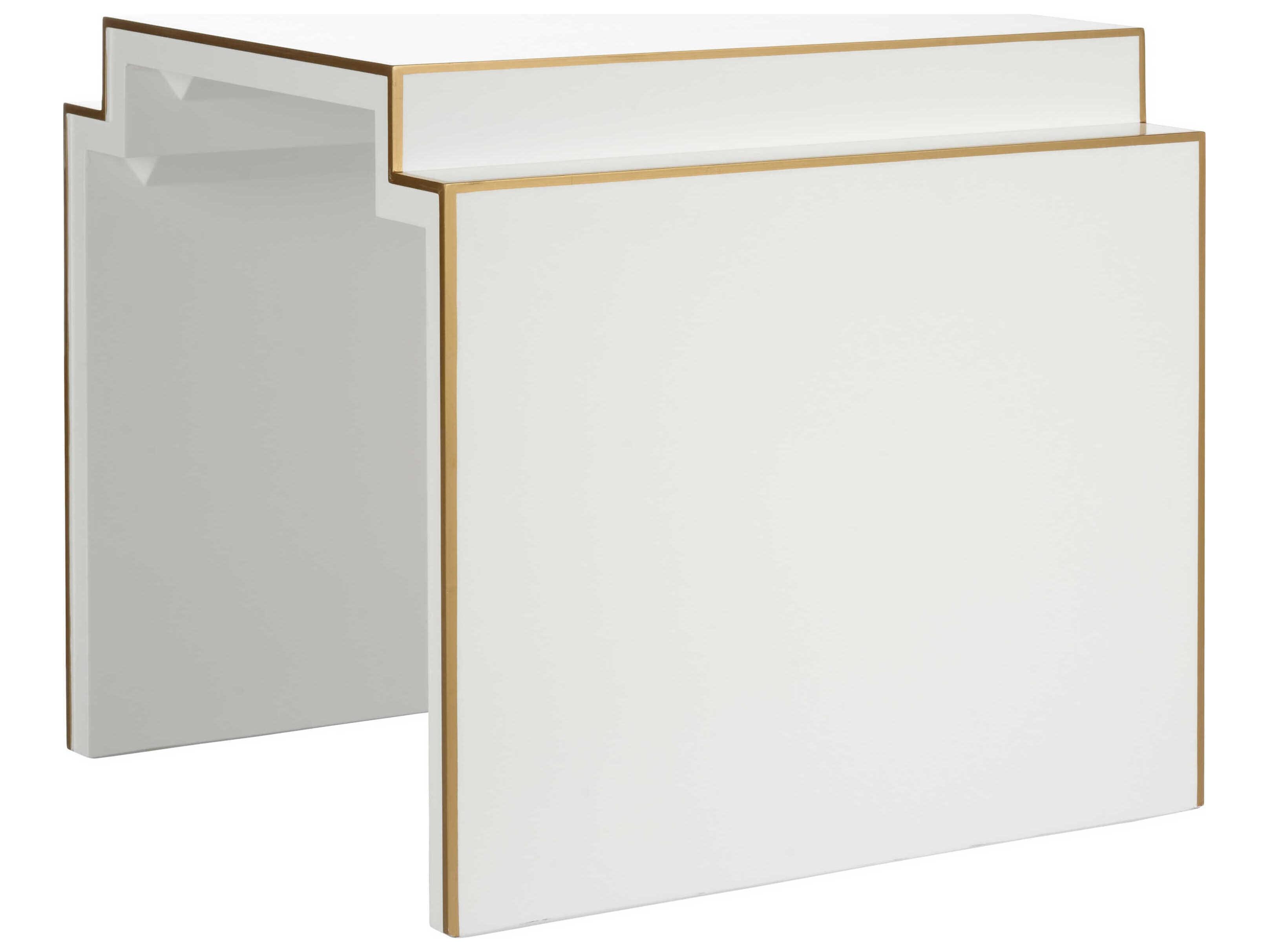 Chelsea House Elizabeth Wicker Square Wood White Gold End Table