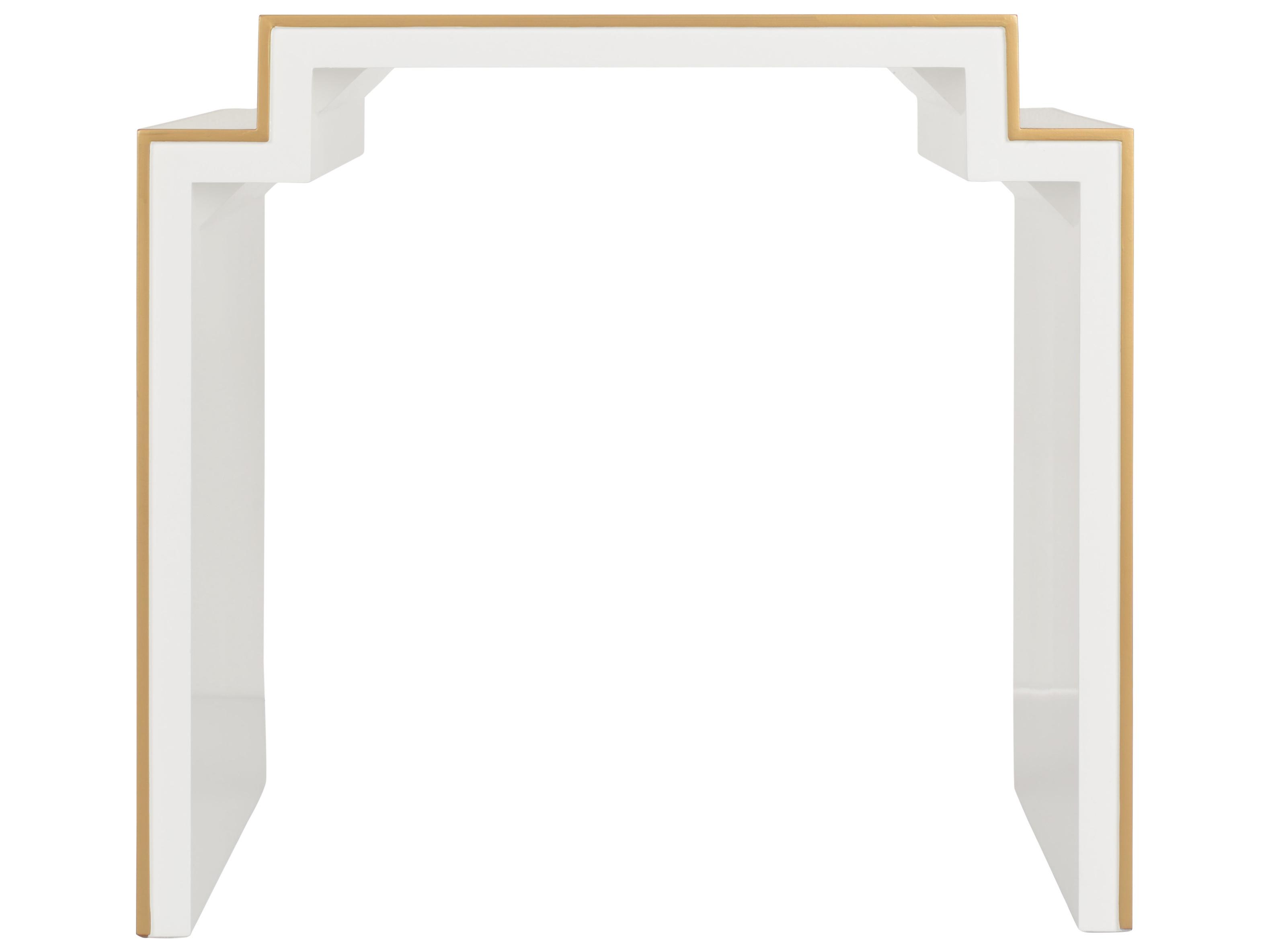 Chelsea House Elizabeth Wicker Square Wood White Gold End Table