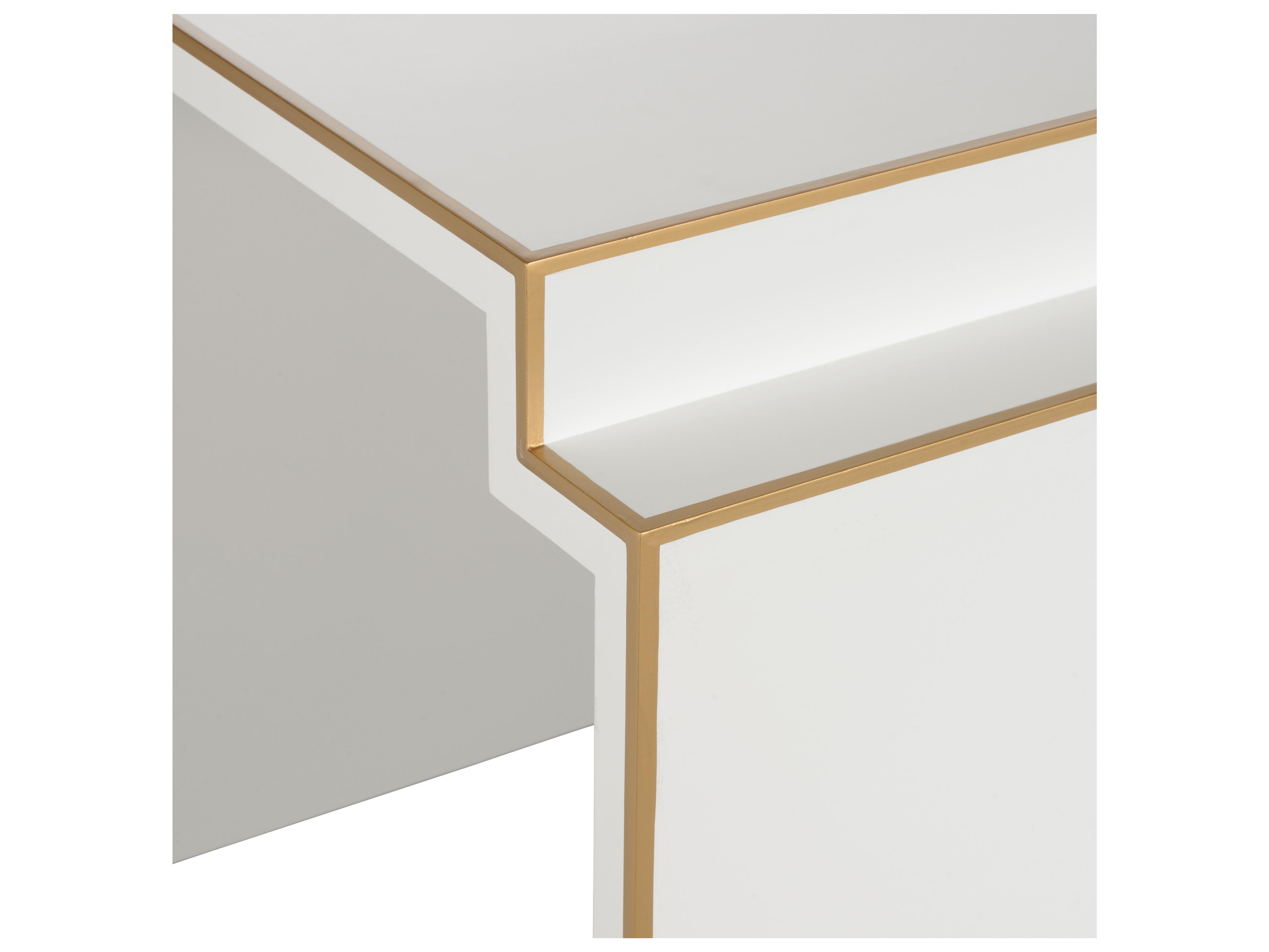 Chelsea House Elizabeth Wicker Square Wood White Gold End Table