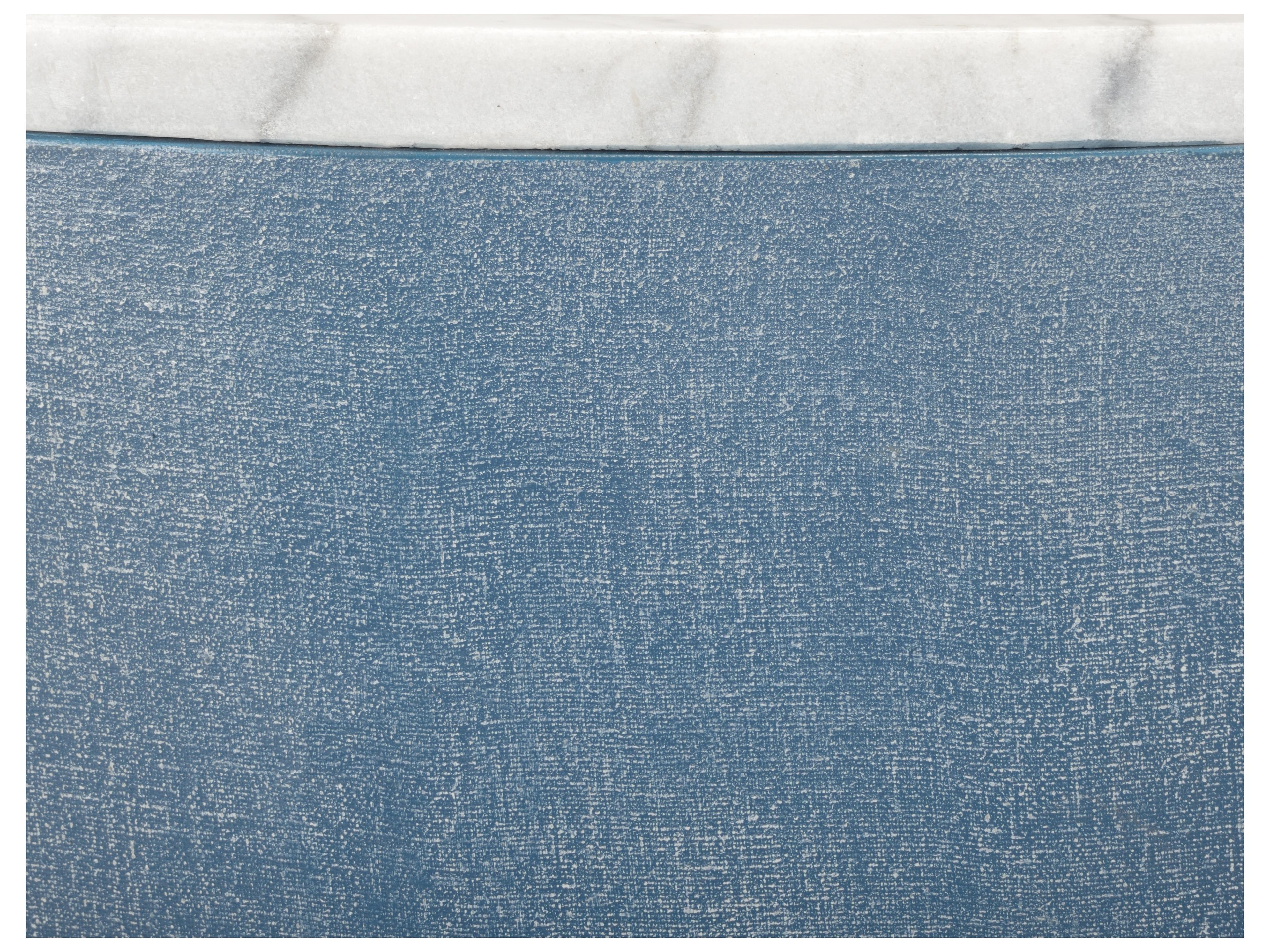 Chelsea House Elizabeth Wicker Aqueduct Round Marble Blue White End Table -