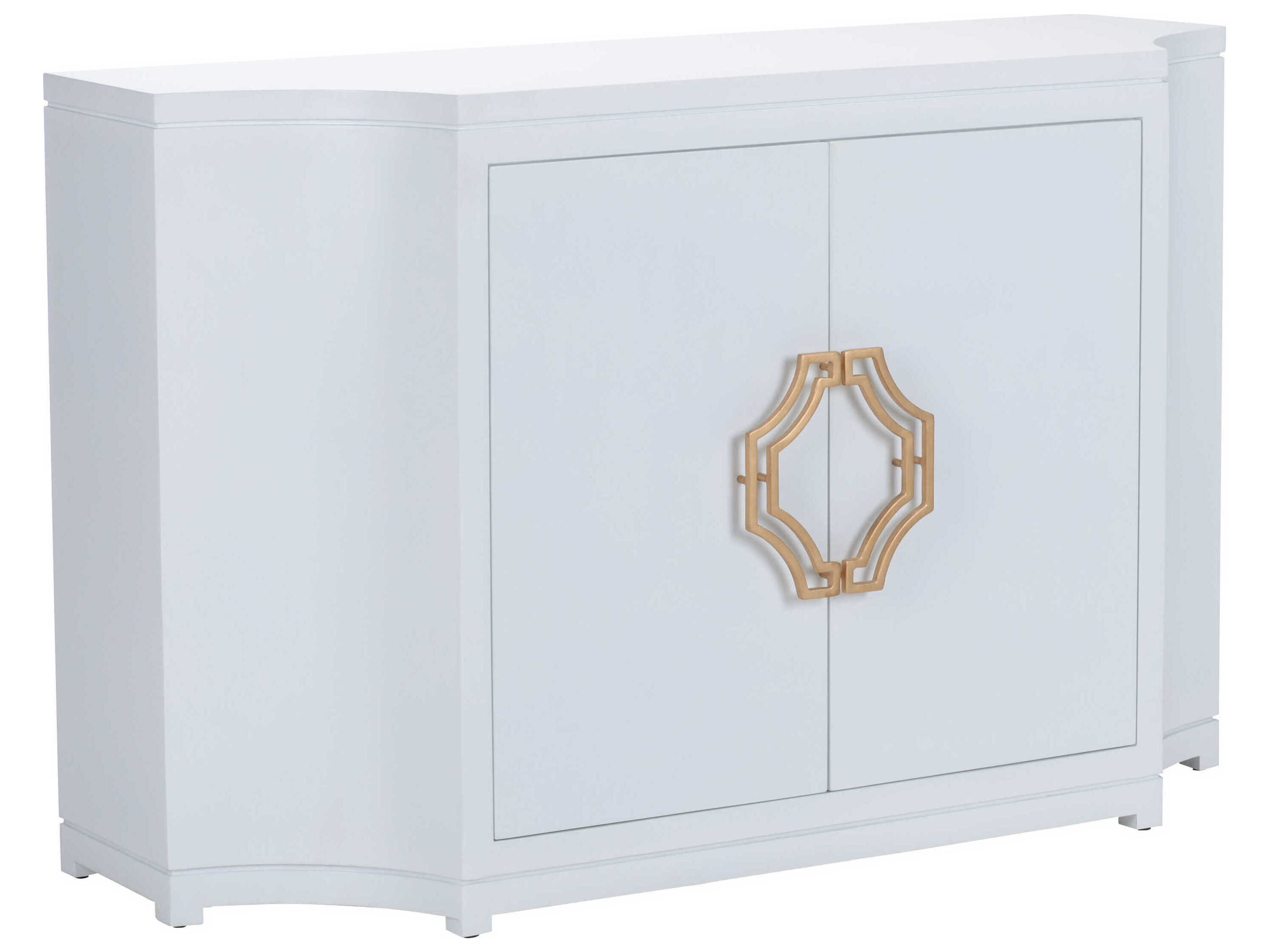 Chelsea House Shayla Copas Jean 58" Solid Wood White Gold Credenza Sideboard