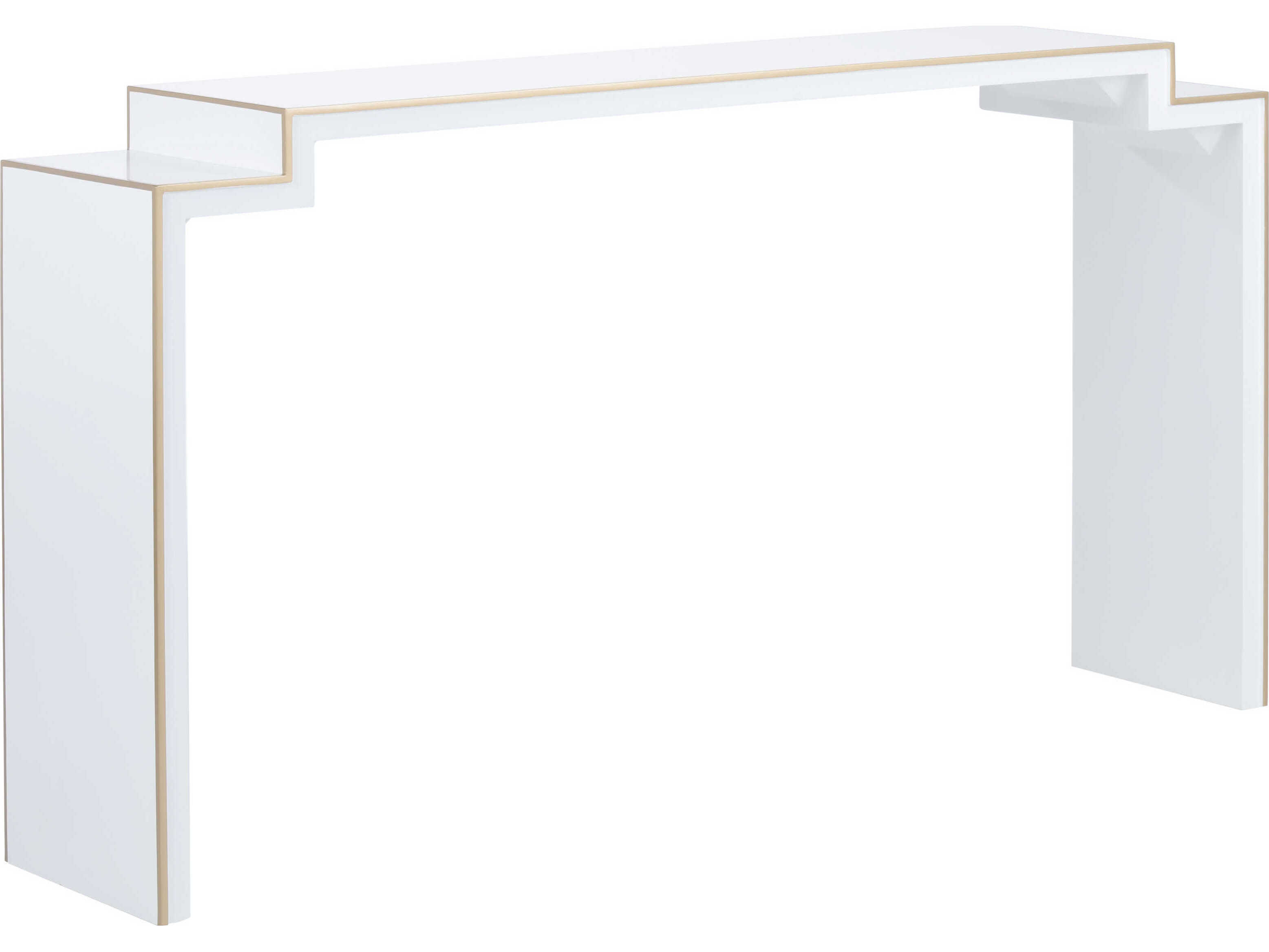 Chelsea House Elizabeth Wicker Chatsworth Rectangular Wood White Gold Console Table -