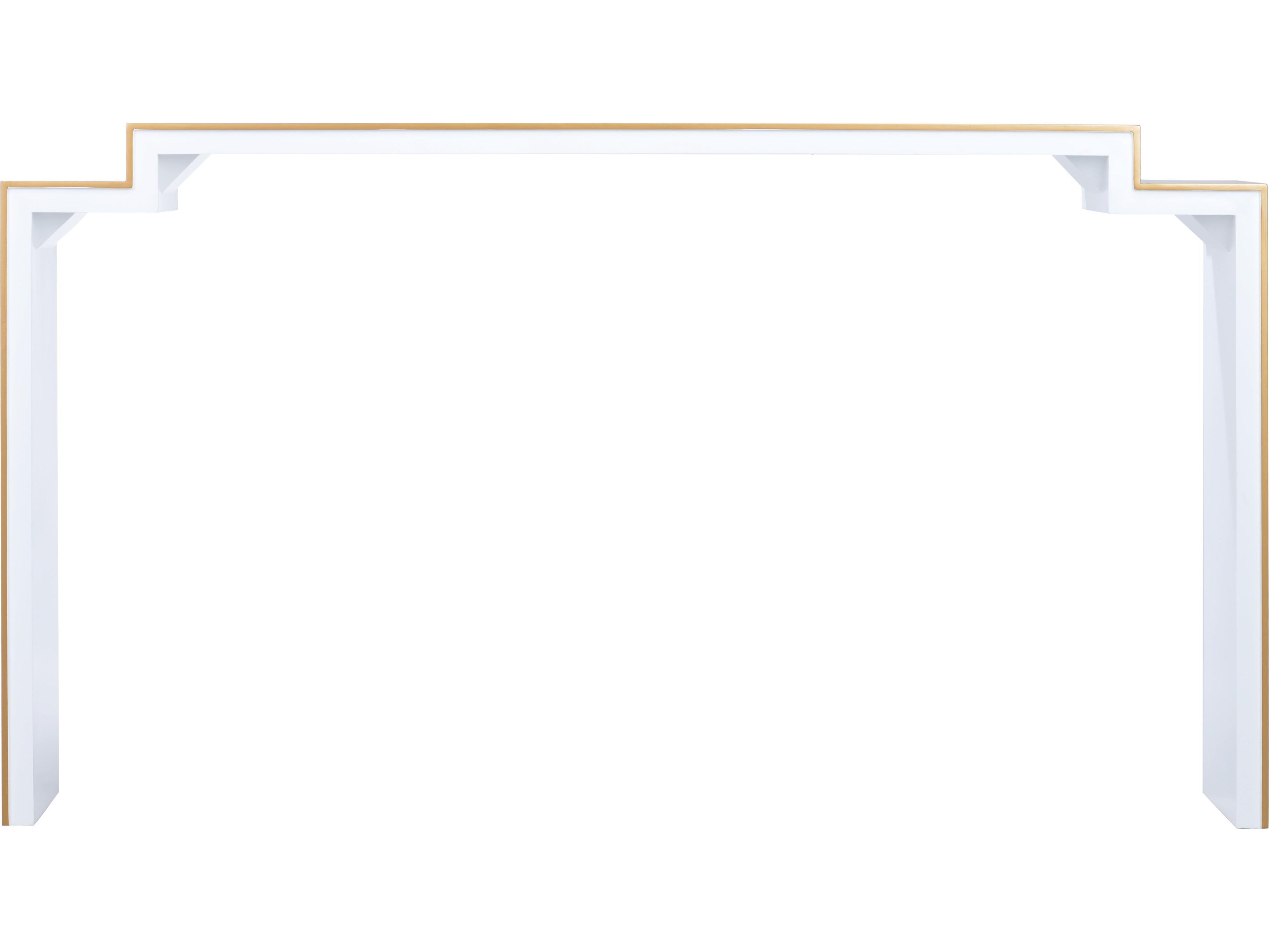 Chelsea House Elizabeth Wicker Chatsworth Rectangular Wood White Gold Console Table -