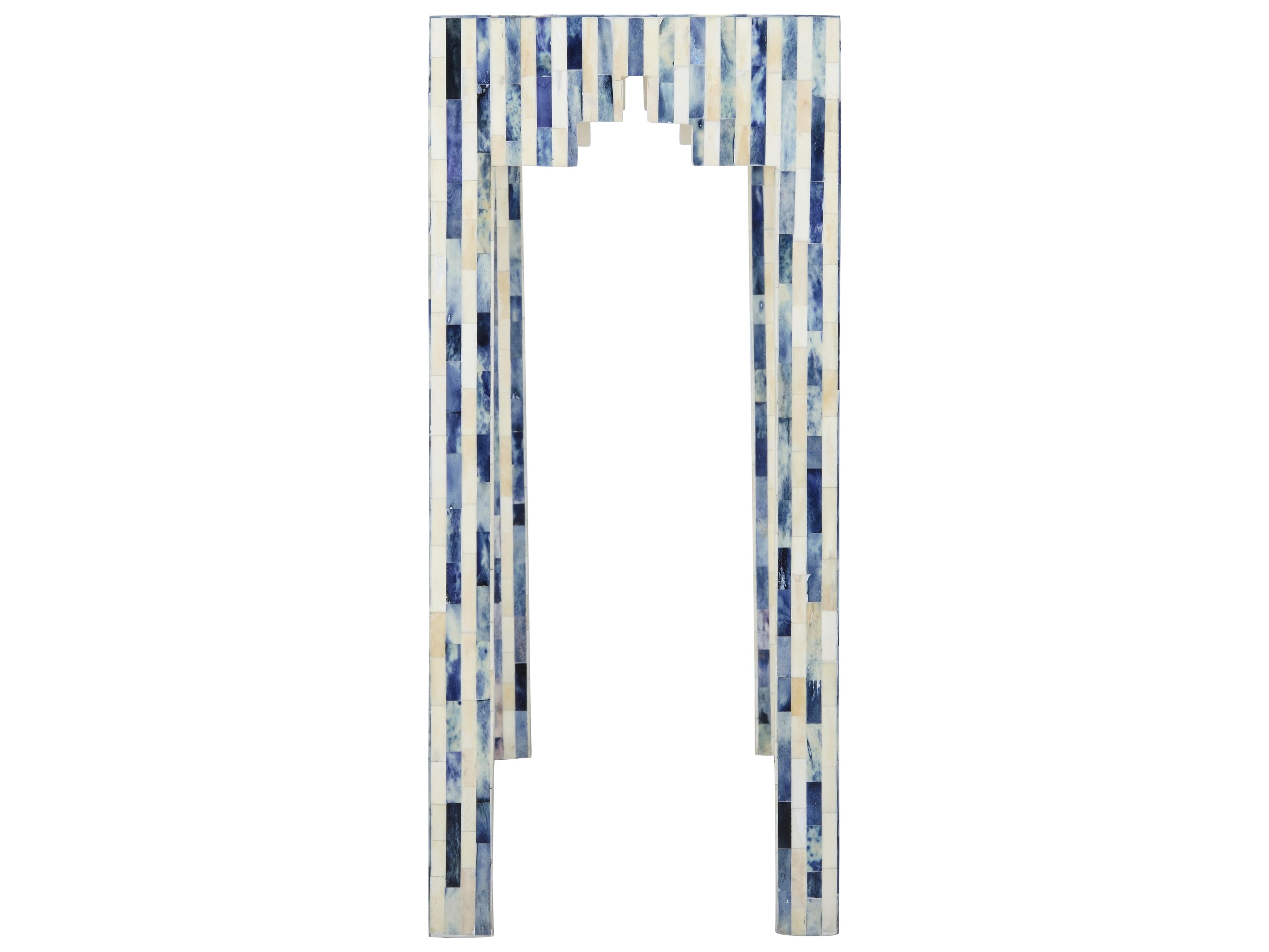 Chelsea House Bone Inlay Rectangular Wood Blue White Console -