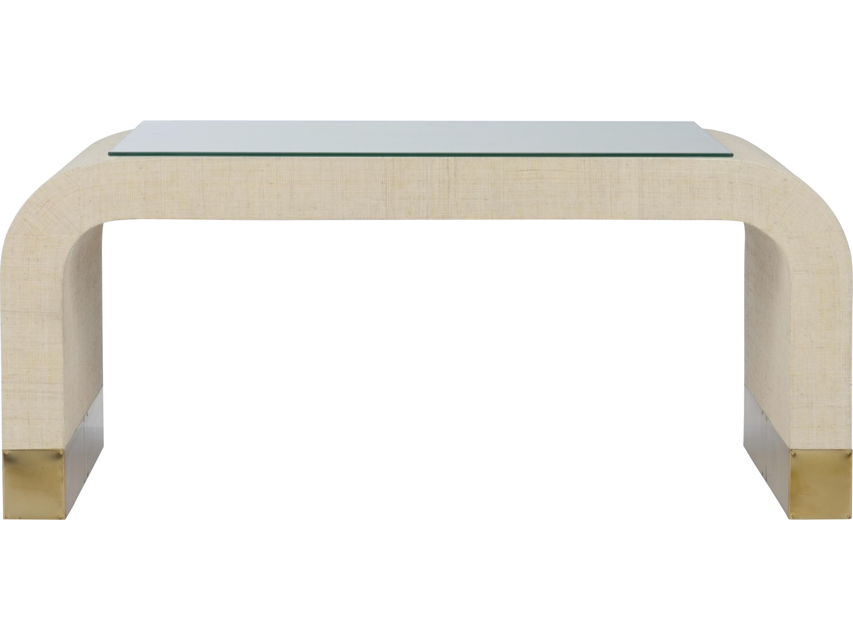 Chelsea House Jamie Merida Waterfall Rectangular Glass White Coffee Table - Cream