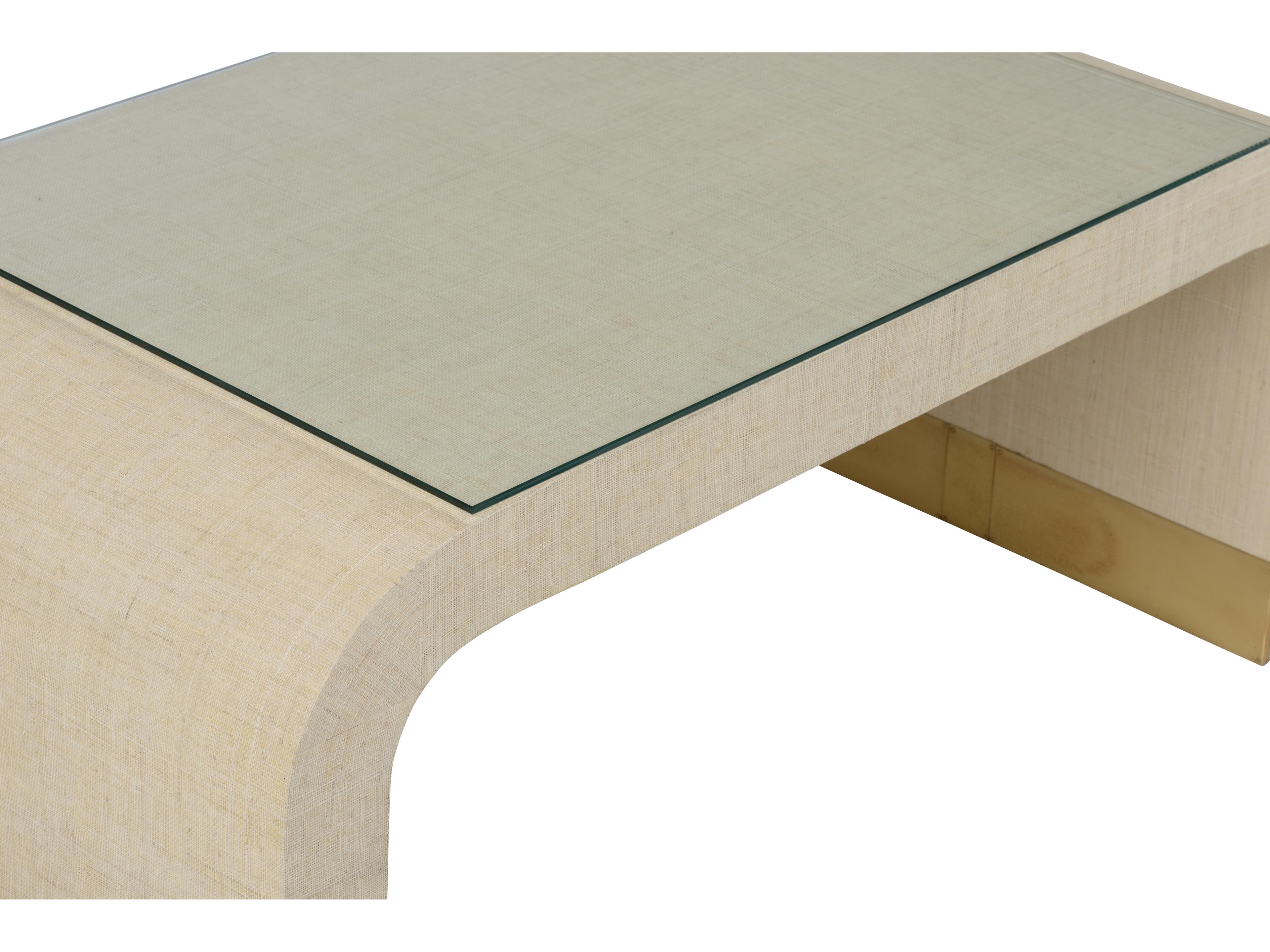 Chelsea House Jamie Merida Waterfall Rectangular Glass White Coffee Table - Cream