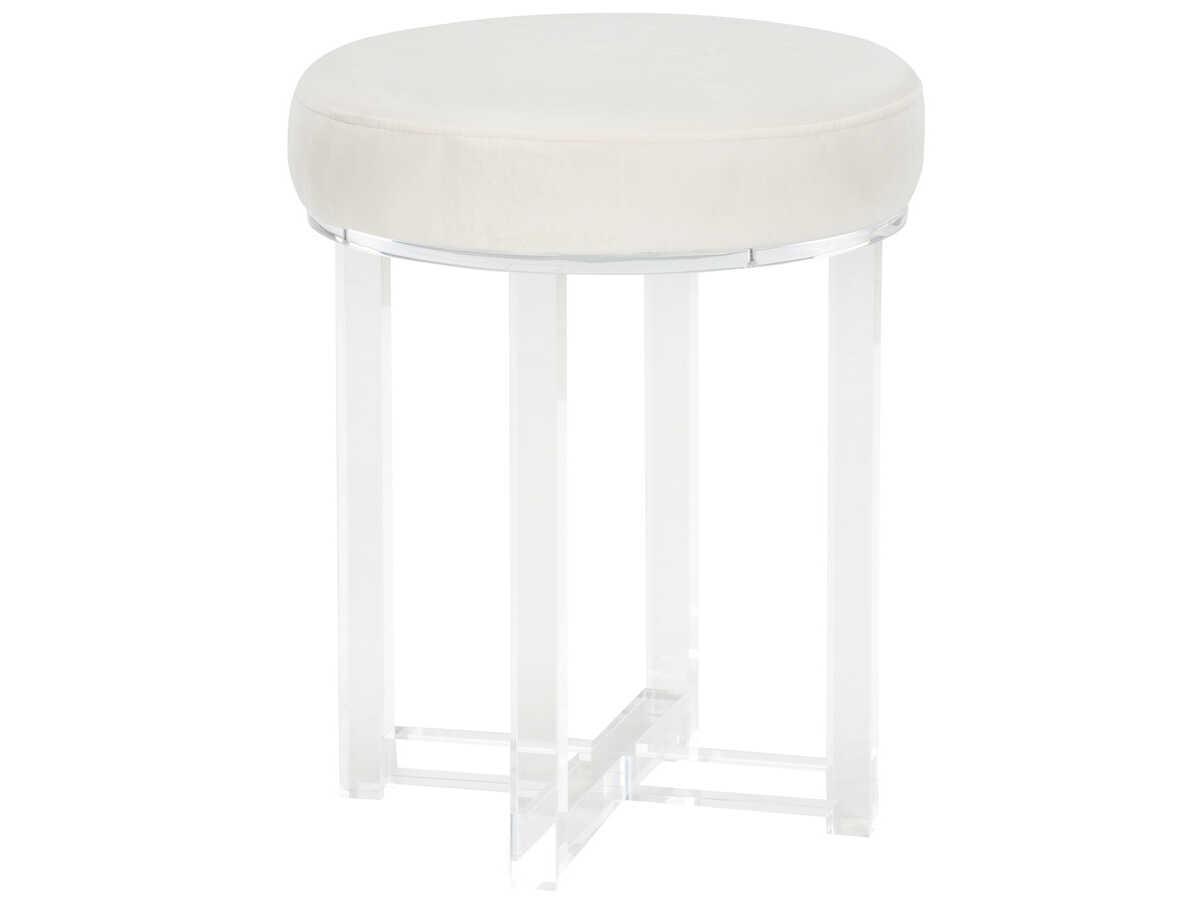 Chelsea House Lucy Clear Cream White Upholstered Accent Stool