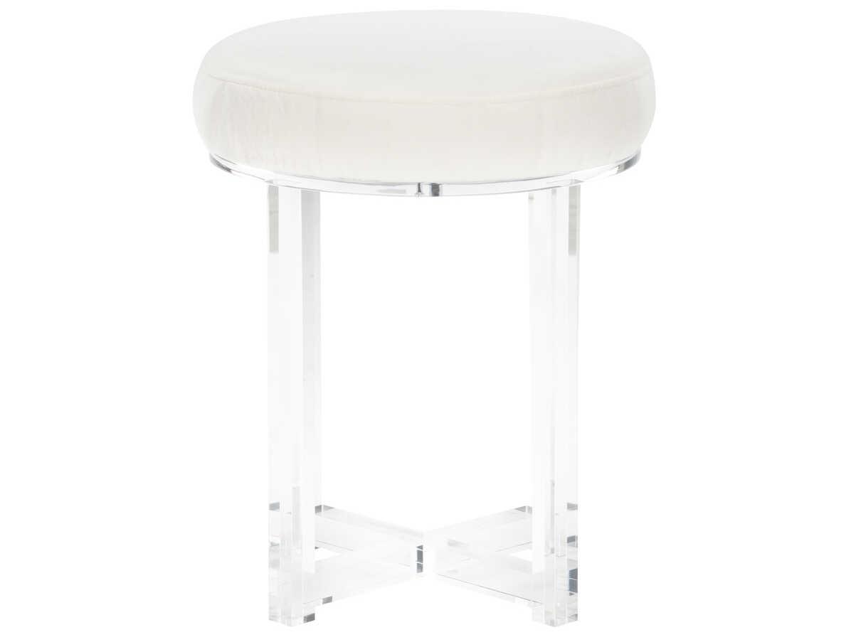 Chelsea House Lucy Clear Cream White Upholstered Accent Stool