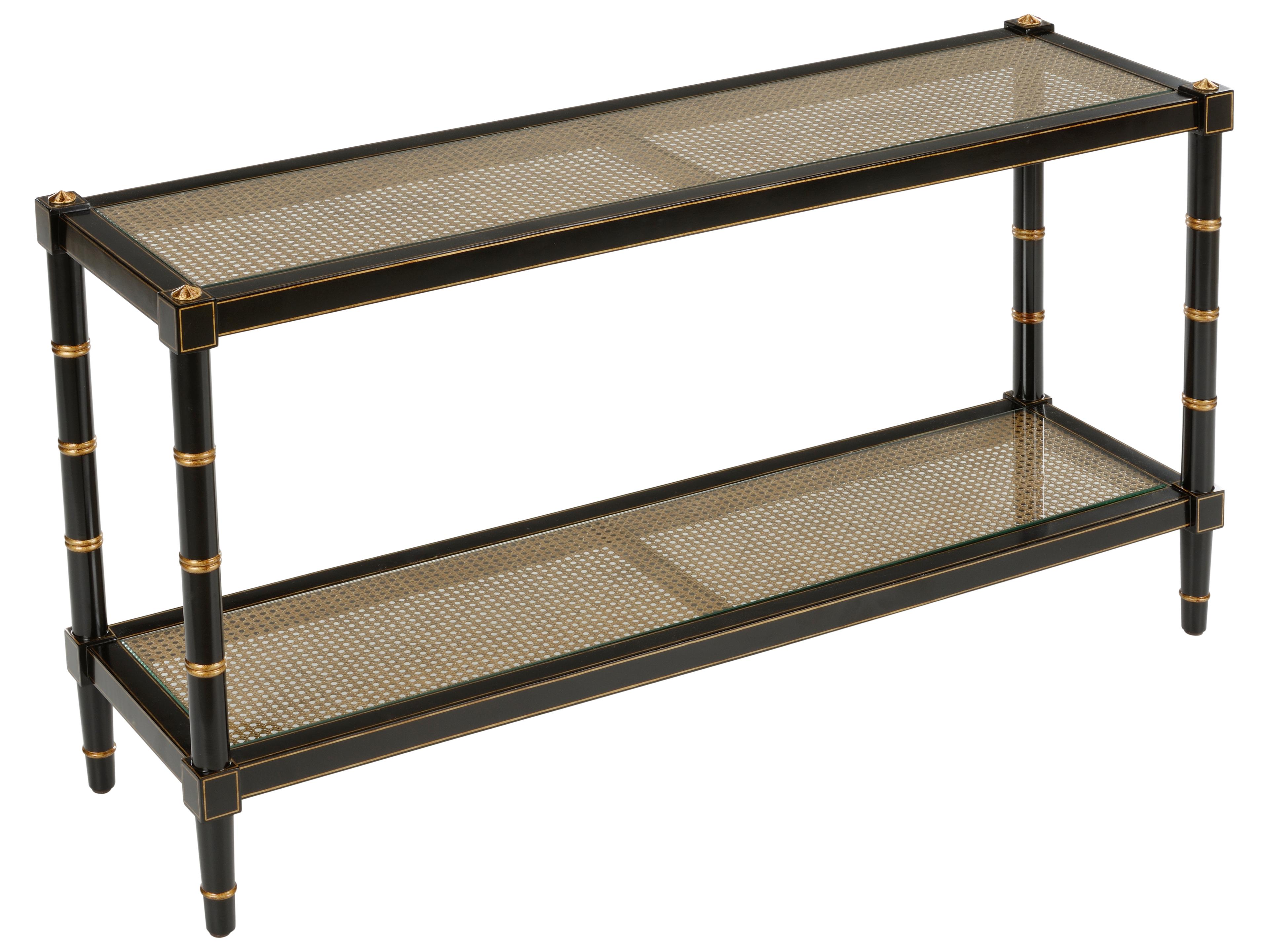 Chelsea House Bill Cain Rectangular Glass Black Gold Console Table