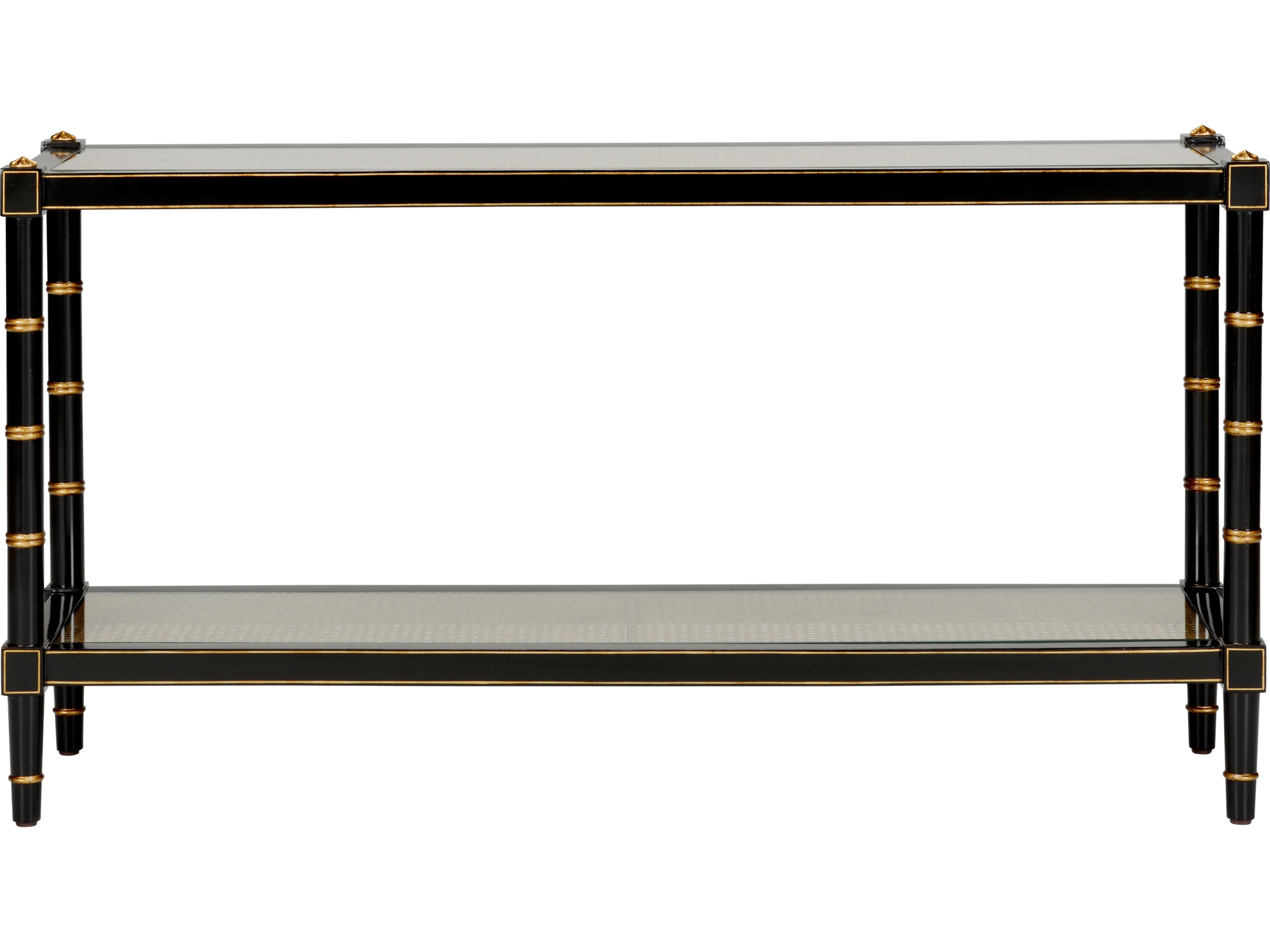 Chelsea House Bill Cain Rectangular Glass Black Gold Console Table
