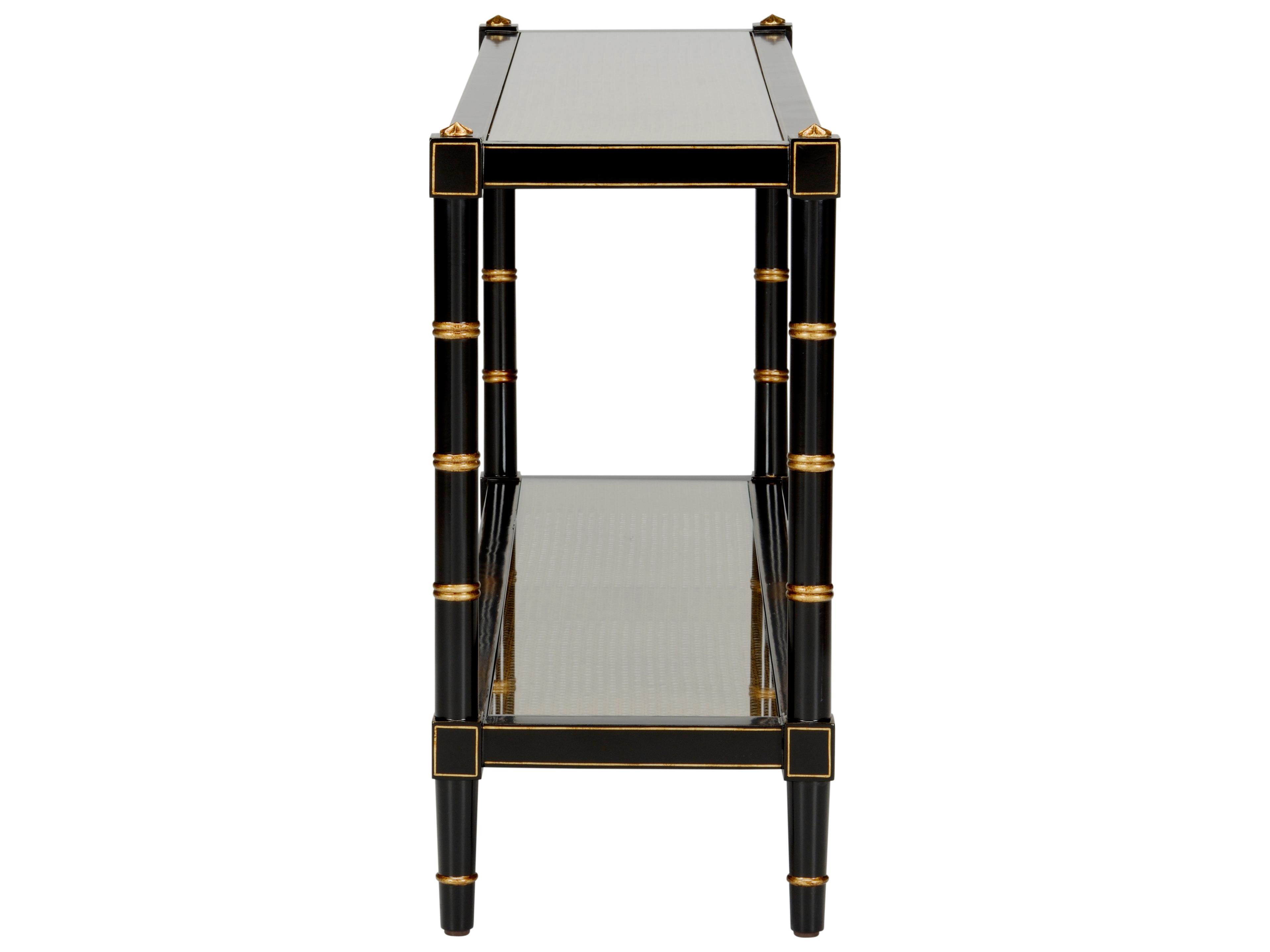 Chelsea House Bill Cain Rectangular Glass Black Gold Console Table