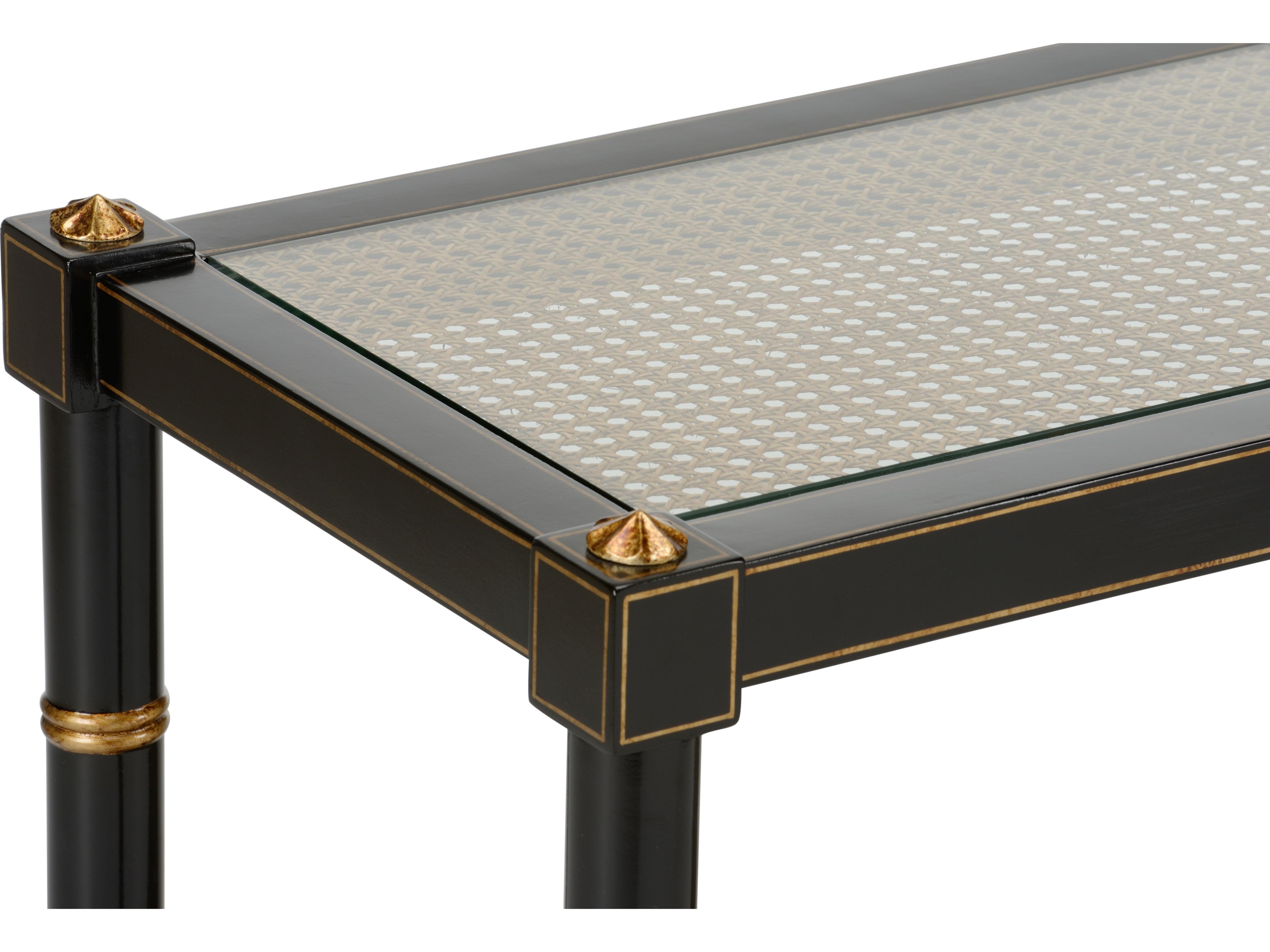 Chelsea House Bill Cain Rectangular Glass Black Gold Console Table