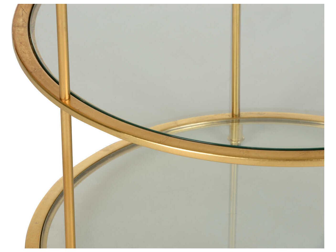 Chelsea House Regal Round Glass Gold Leaf End Table