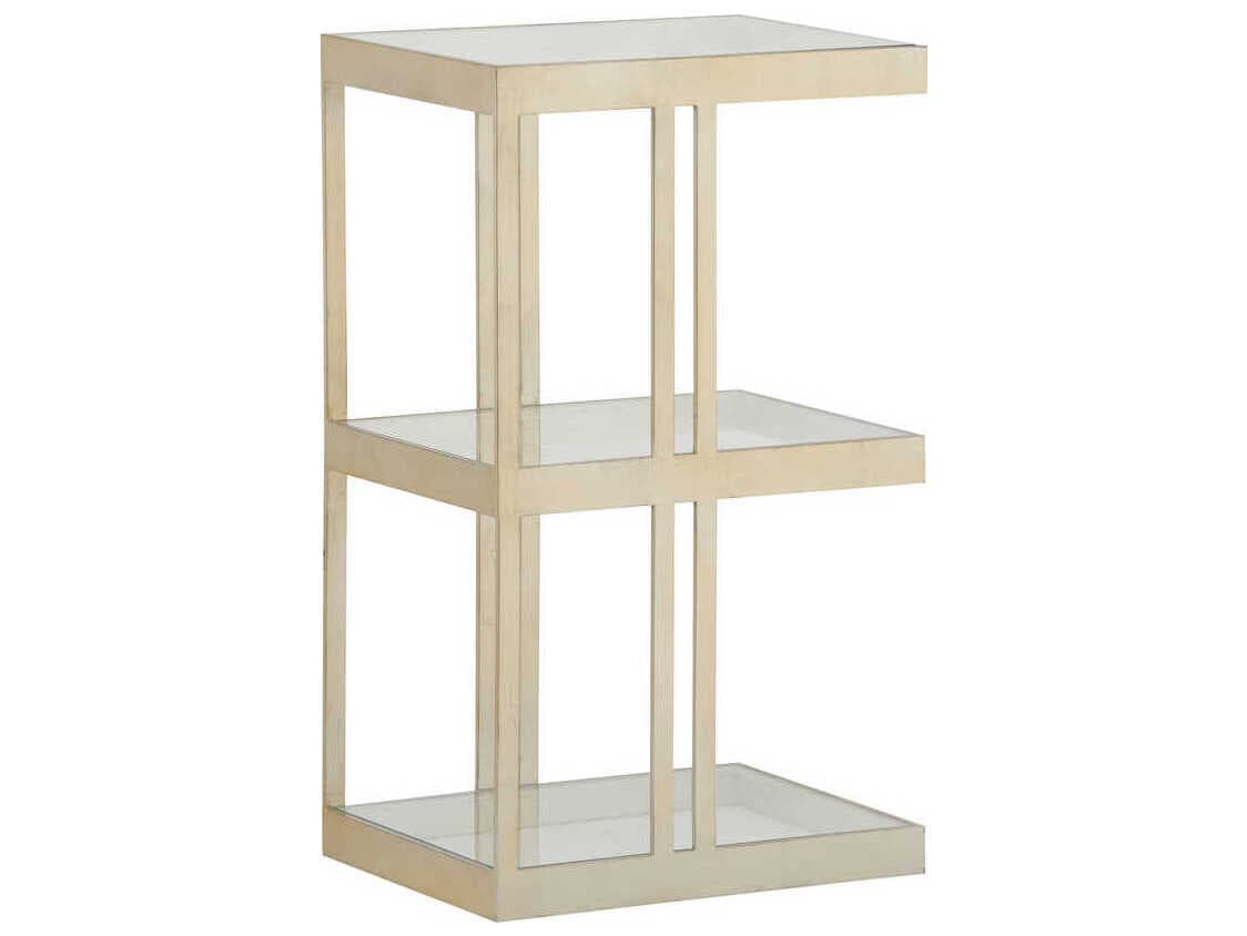 Chelsea House The Drinks Rectangular Glass Silver Leaf End Table