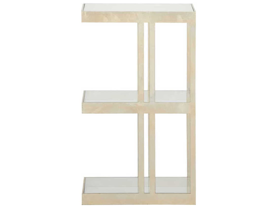 Chelsea House The Drinks Rectangular Glass Silver Leaf End Table