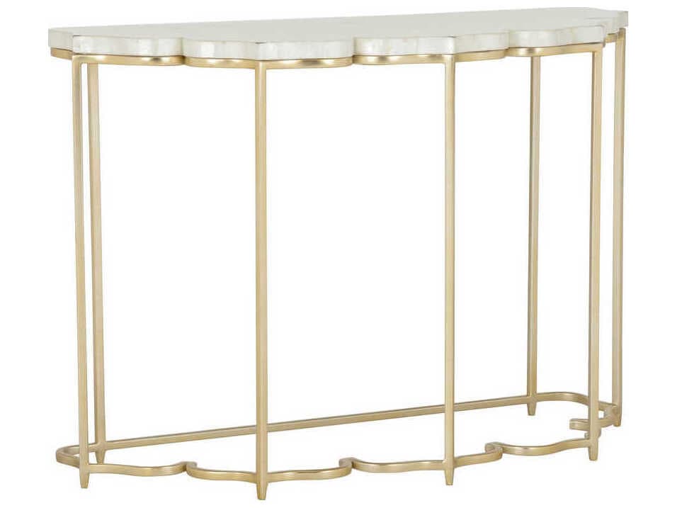 Chelsea House Lotus Flower Capiz Gold Natural White Console Table
