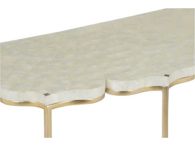 Chelsea House Lotus Flower Capiz Gold Natural White Console Table