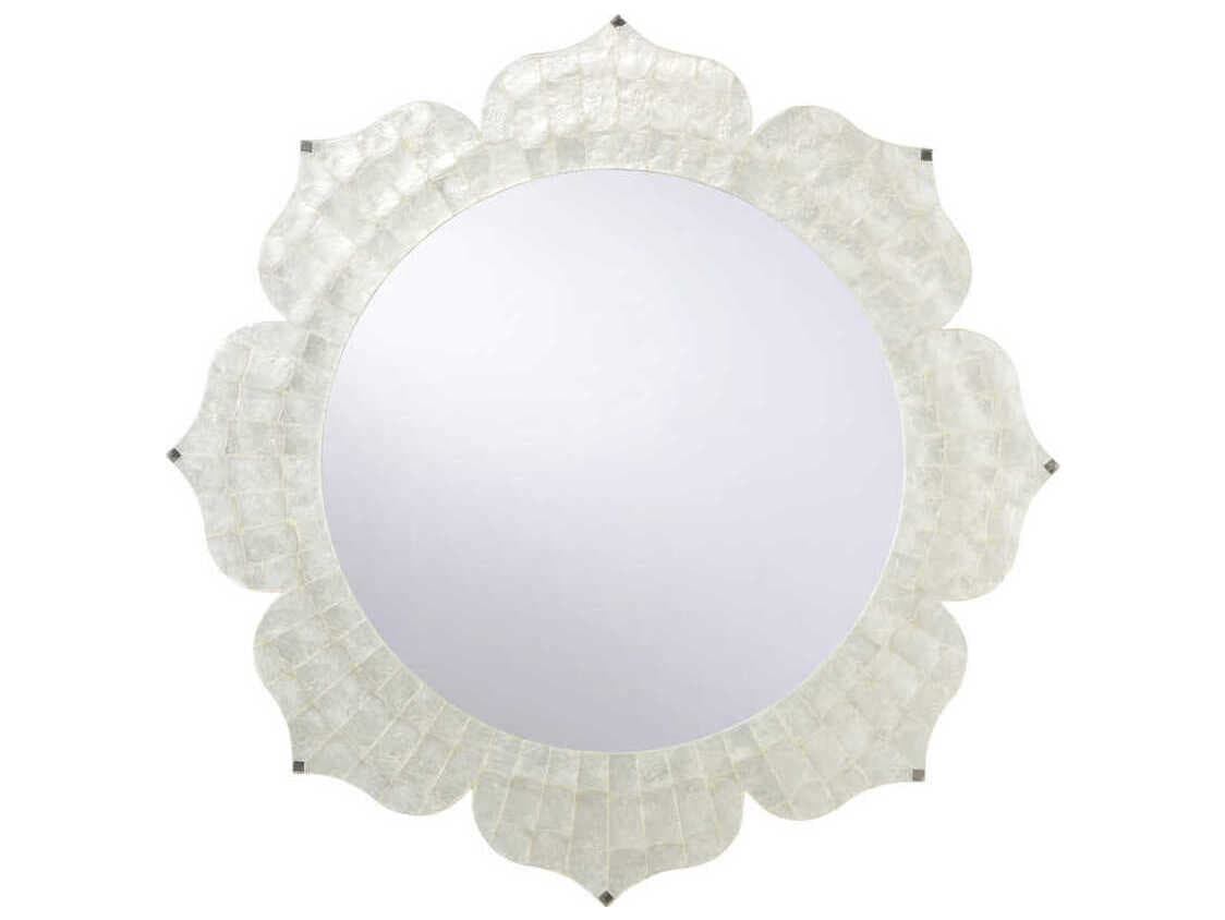 Chelsea House Lotus Flower Natural White Round Wall Mirror