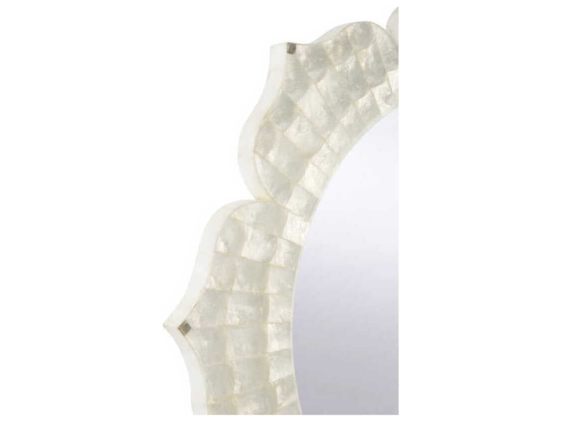 Chelsea House Lotus Flower Natural White Round Wall Mirror