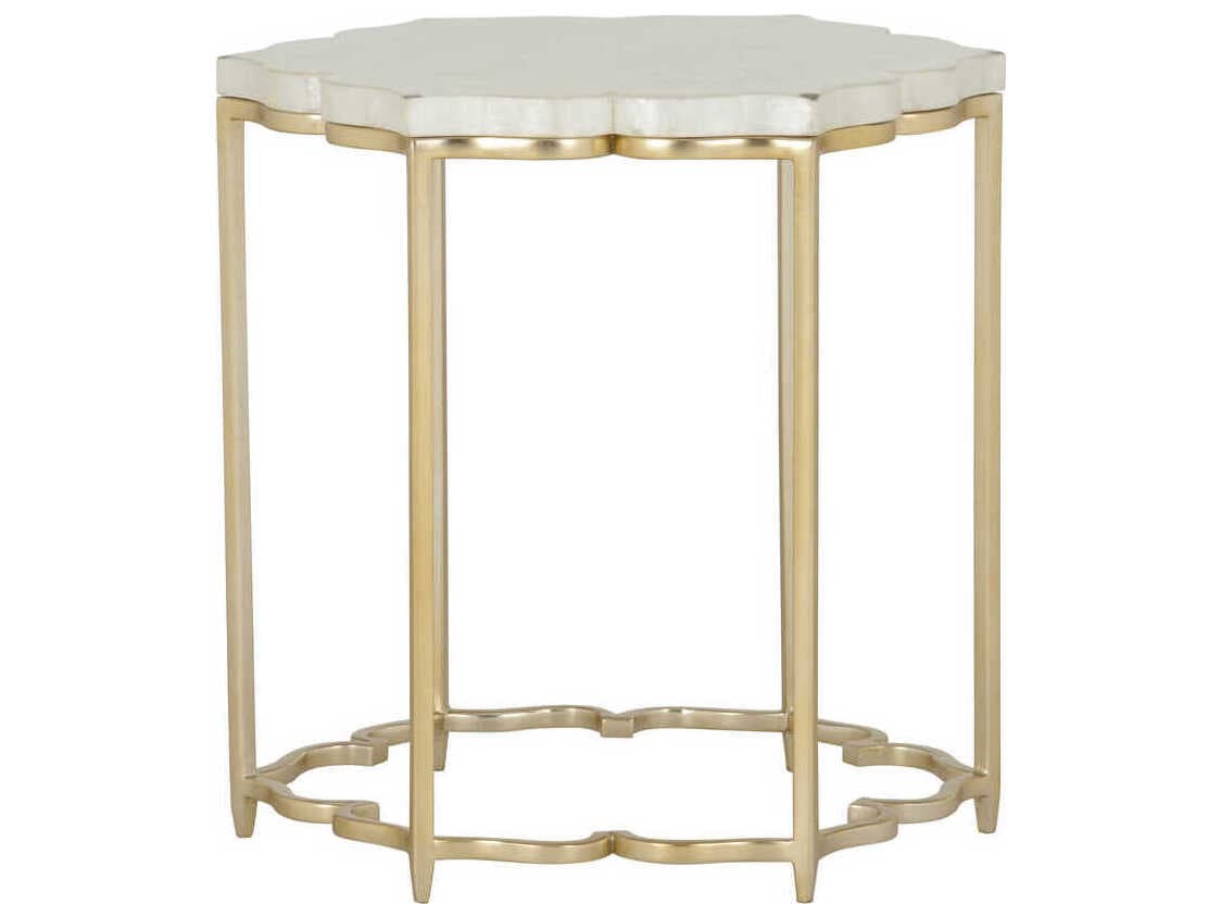 Chelsea House Lotus Flower Round Capiz Gold Natural White End Table