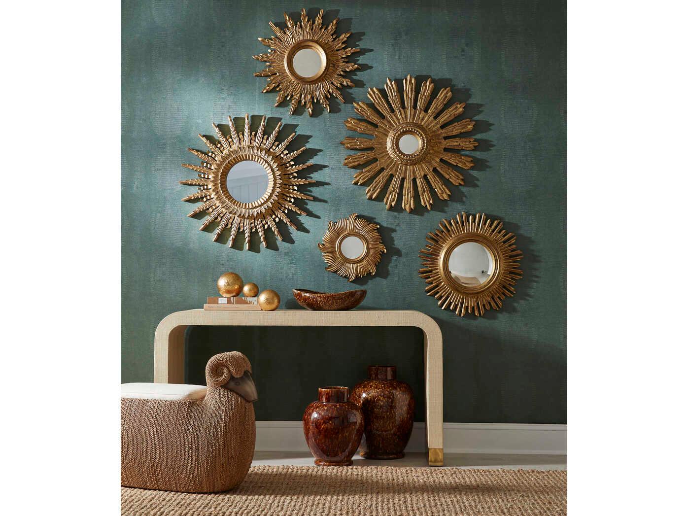 Chelsea House Illuminate Antique Gold Sunburst Wall Mirror