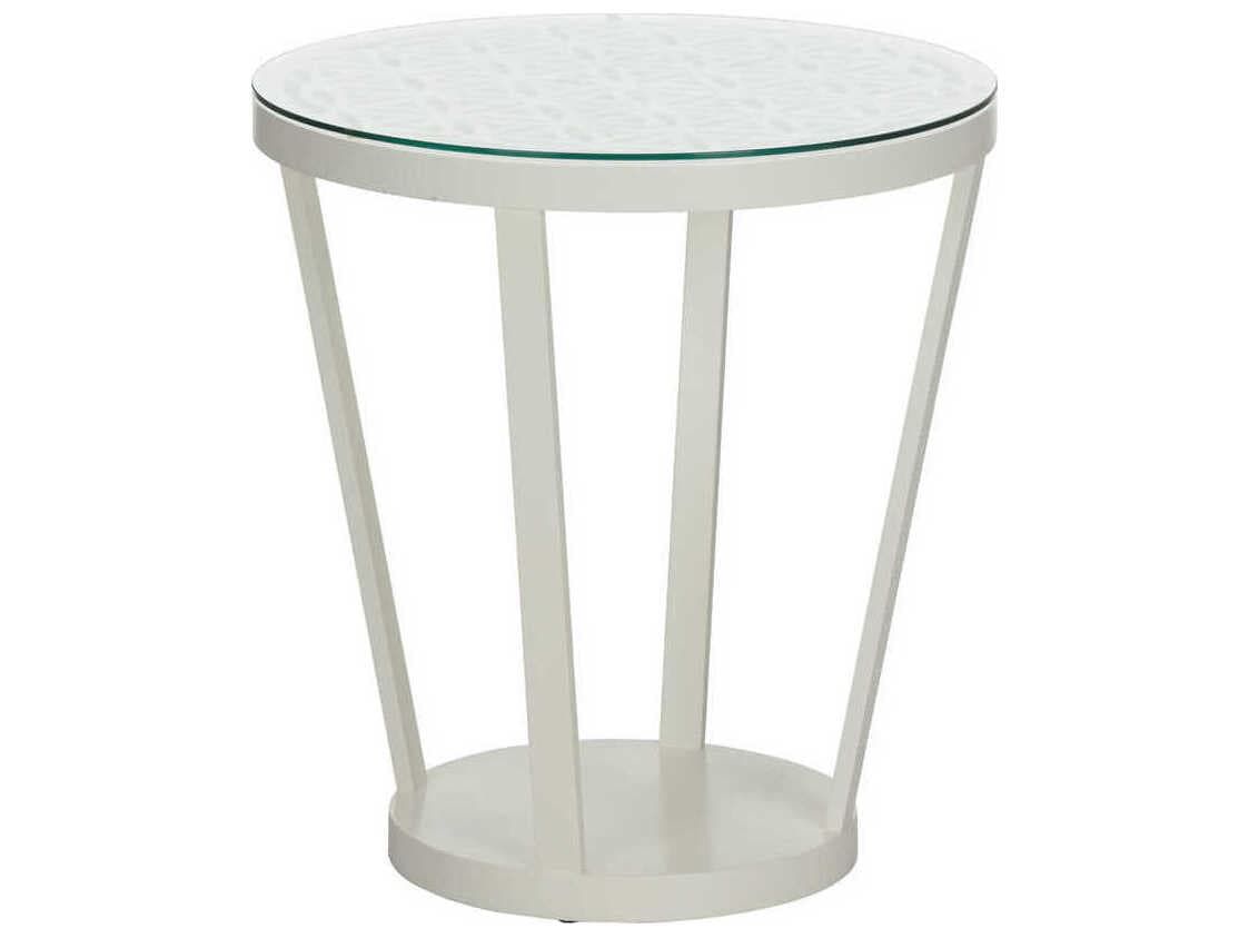 Chelsea House Flower of Life Round Glass White End Table