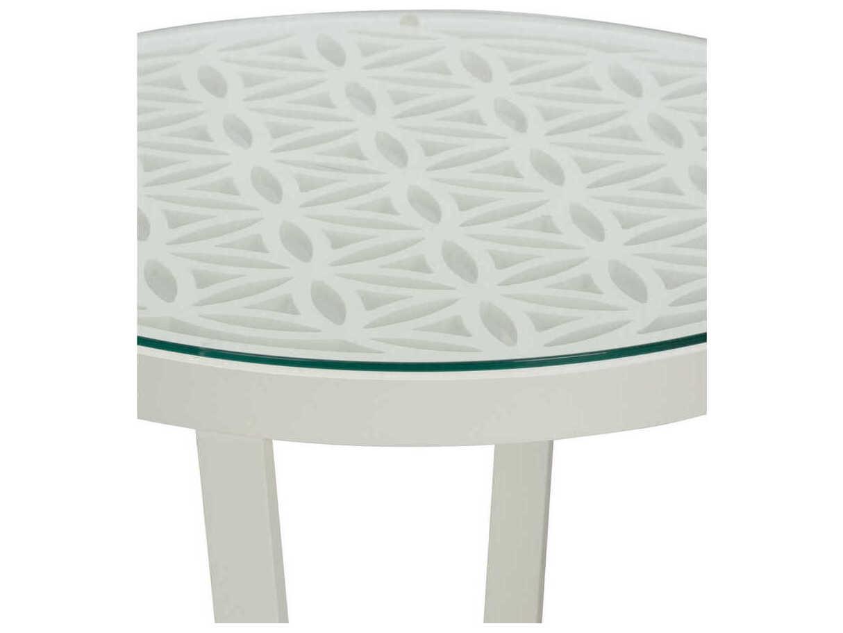 Chelsea House Flower of Life Round Glass White End Table