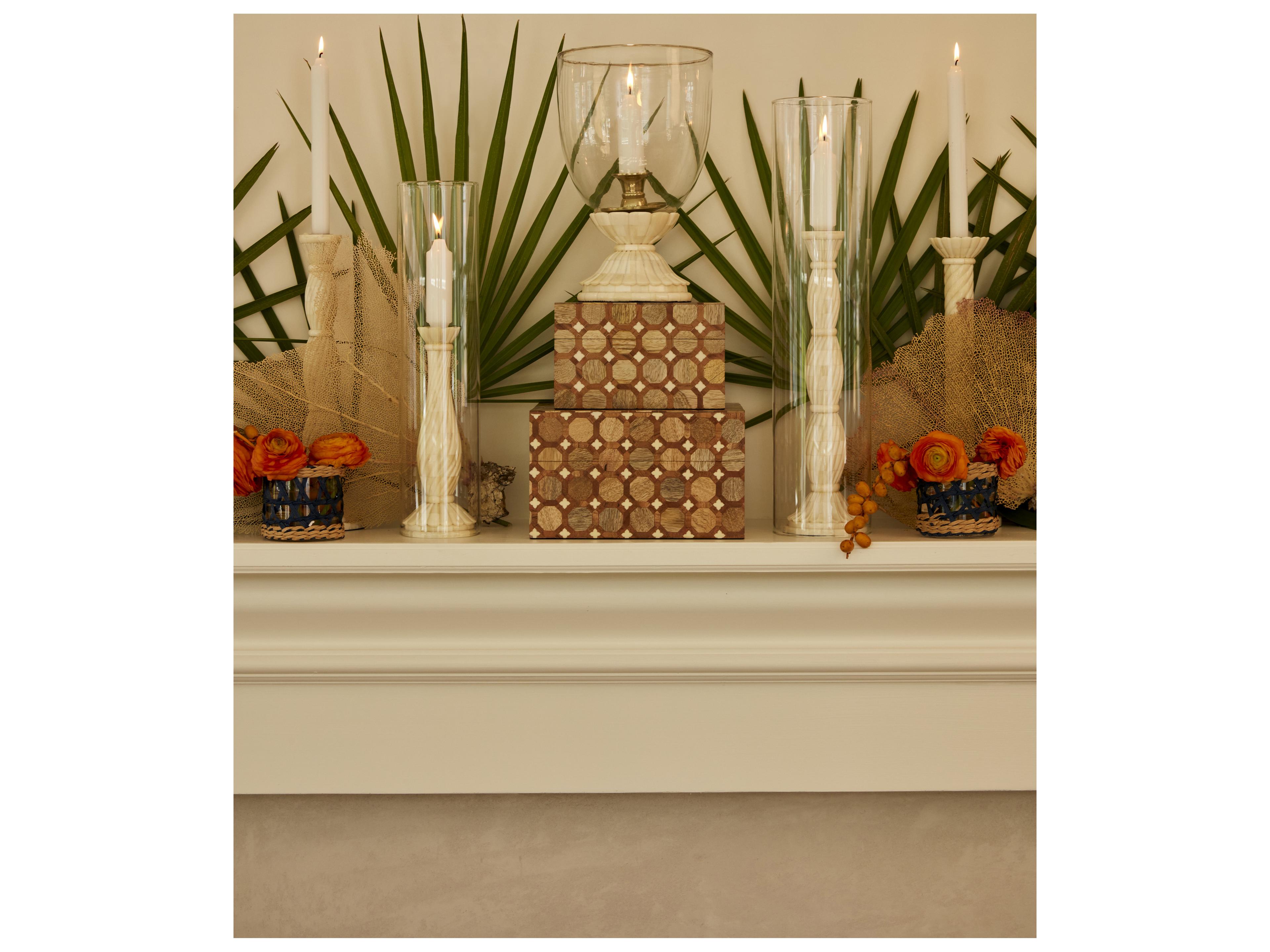 Chelsea House Amanda Lindroth White Clear Candle Holder