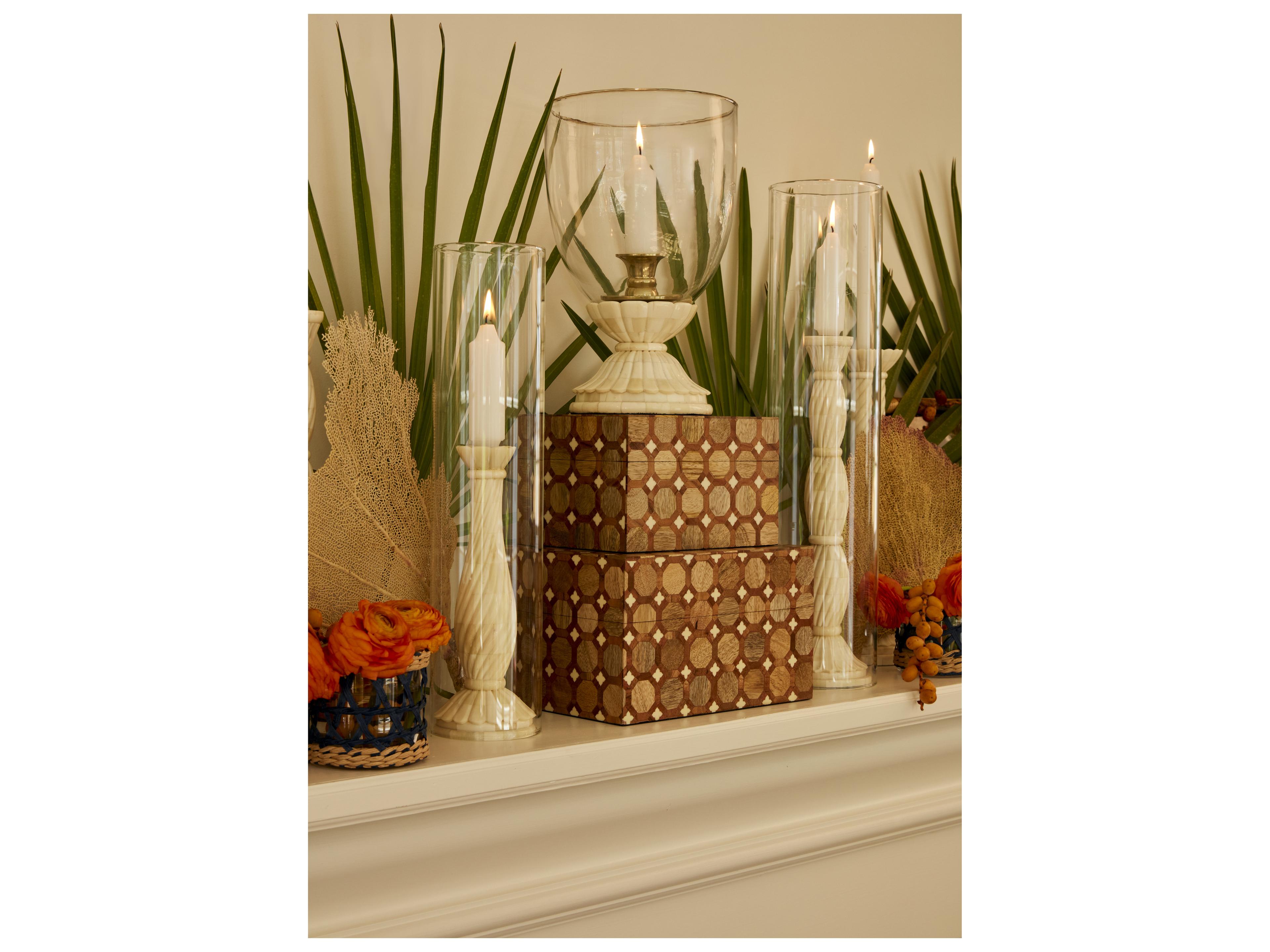 Chelsea House Amanda Lindroth White Clear Candle Holder