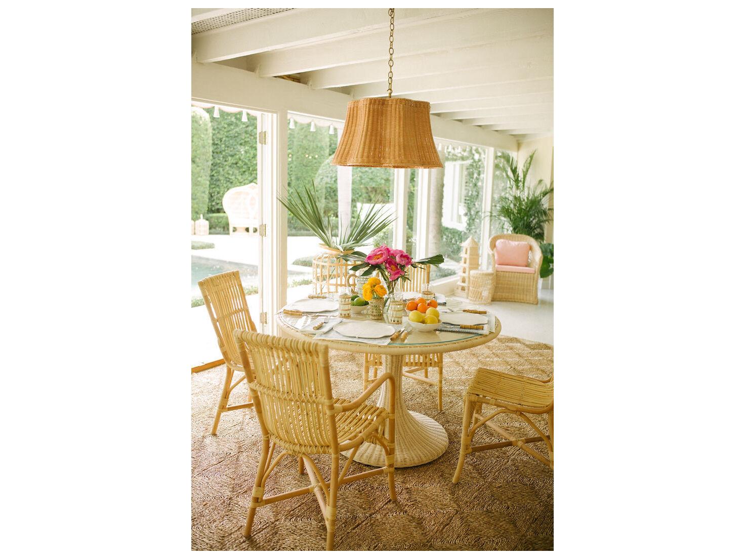 Chelsea House Amanda Lindroth Round Glass Natural Dining Table