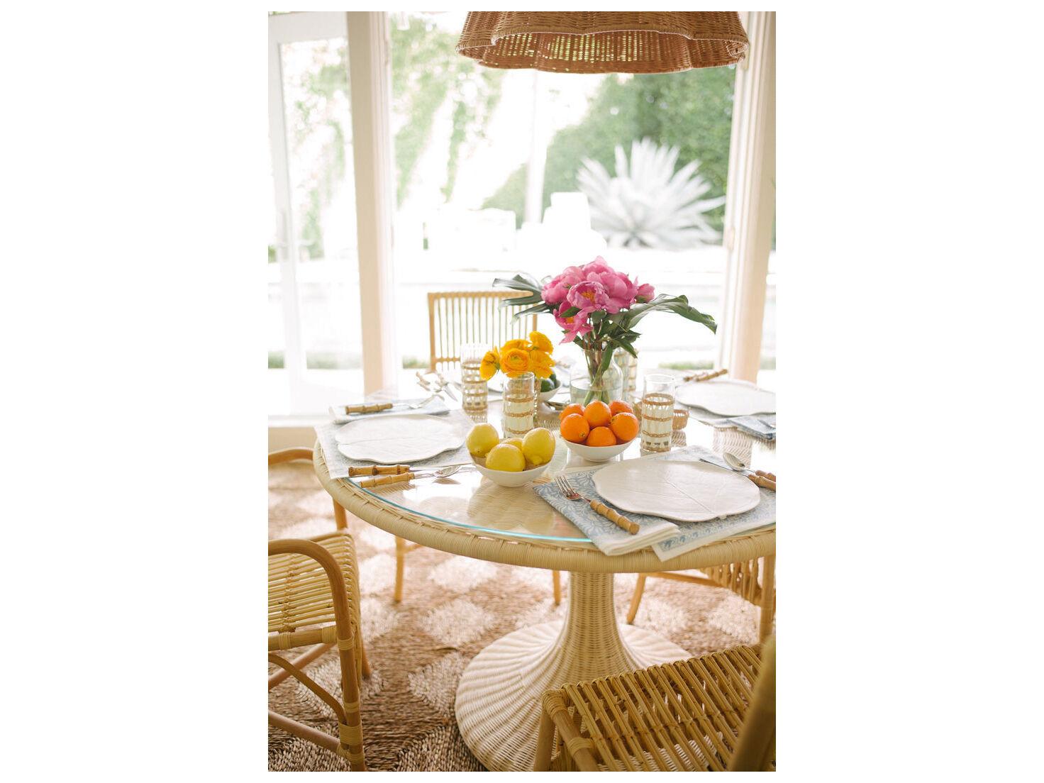 Chelsea House Amanda Lindroth Round Glass Natural Dining Table