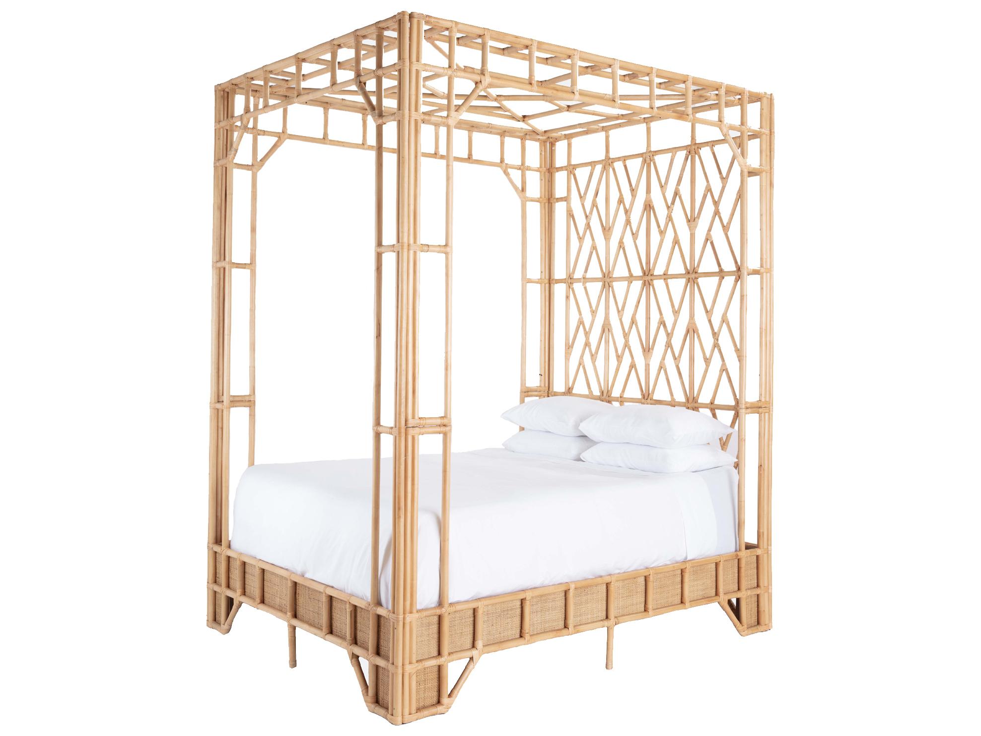 Chelsea House Amanda Lindroth Natural Rattan Wood Queen Canopy Bed