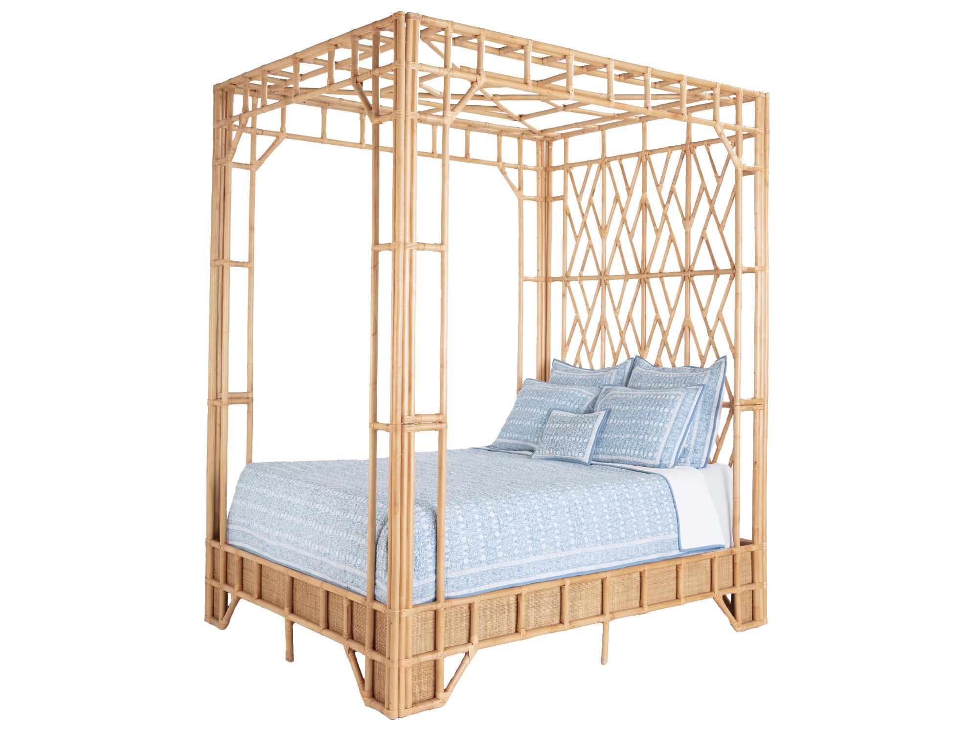 Chelsea House Amanda Lindroth Natural Rattan Wood Queen Canopy Bed
