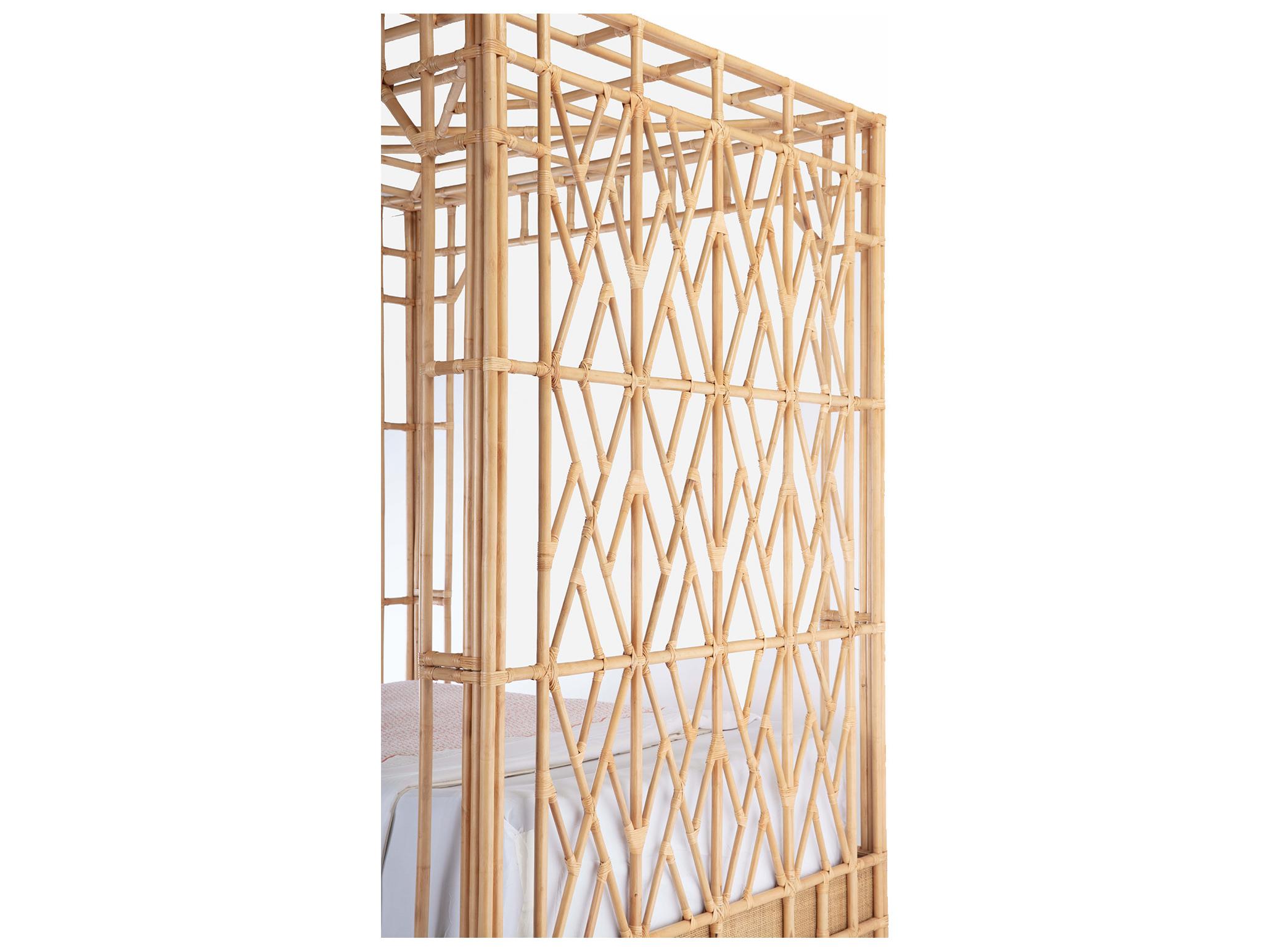 Chelsea House Amanda Lindroth Natural Rattan Wood Queen Canopy Bed