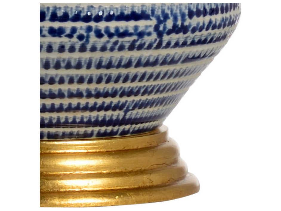 Chelsea House Blue White Glaze Antique Gold Leaf Buffet Lamp