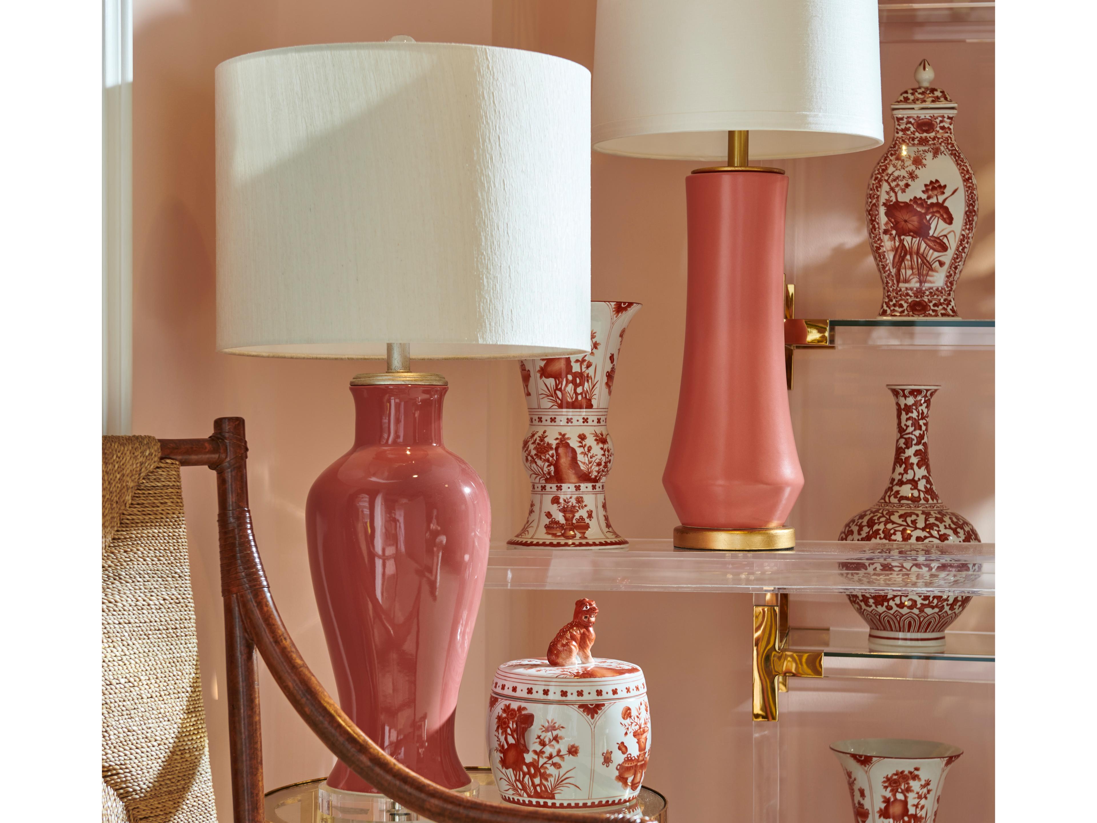 Chelsea House Jamie Merida Landover Pink Gold Orange Table Lamp - Coral