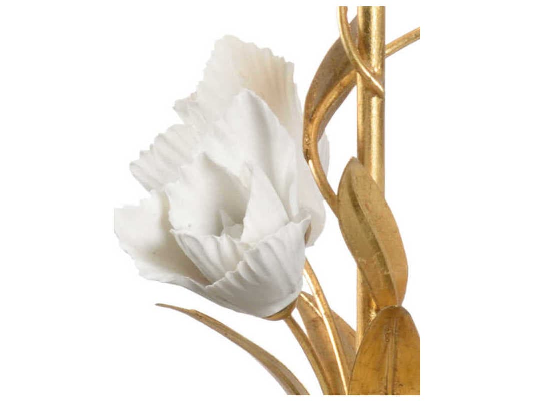 Chelsea House Crystal Antique Gold Leaf Matte White Glaze Buffet Lamp