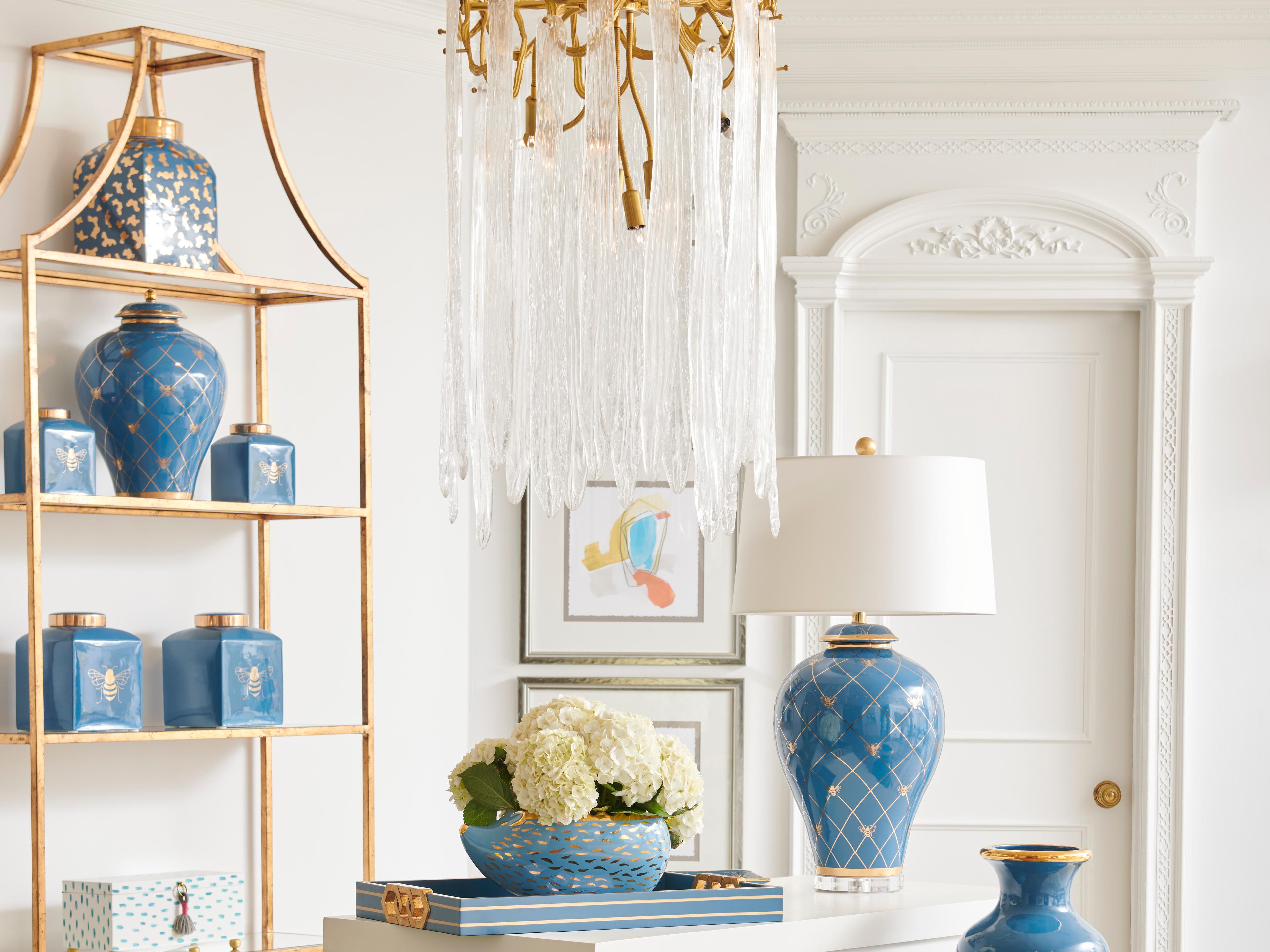 Chelsea House Gold Glass Candelabra Geometric Chandelier