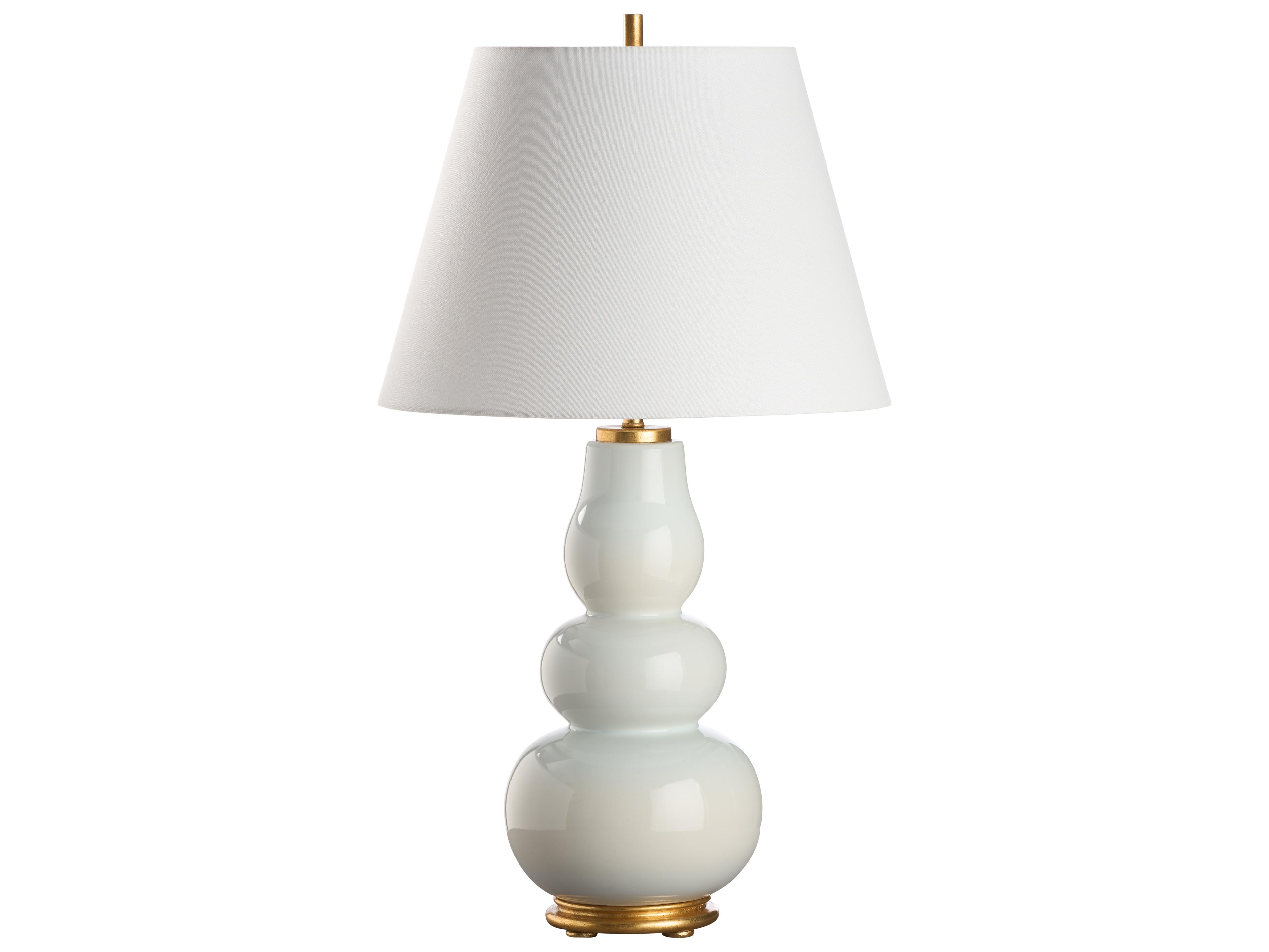 Chelsea House Jamie Merida Iceberg Glaze Gold Leaf White Table Lamp