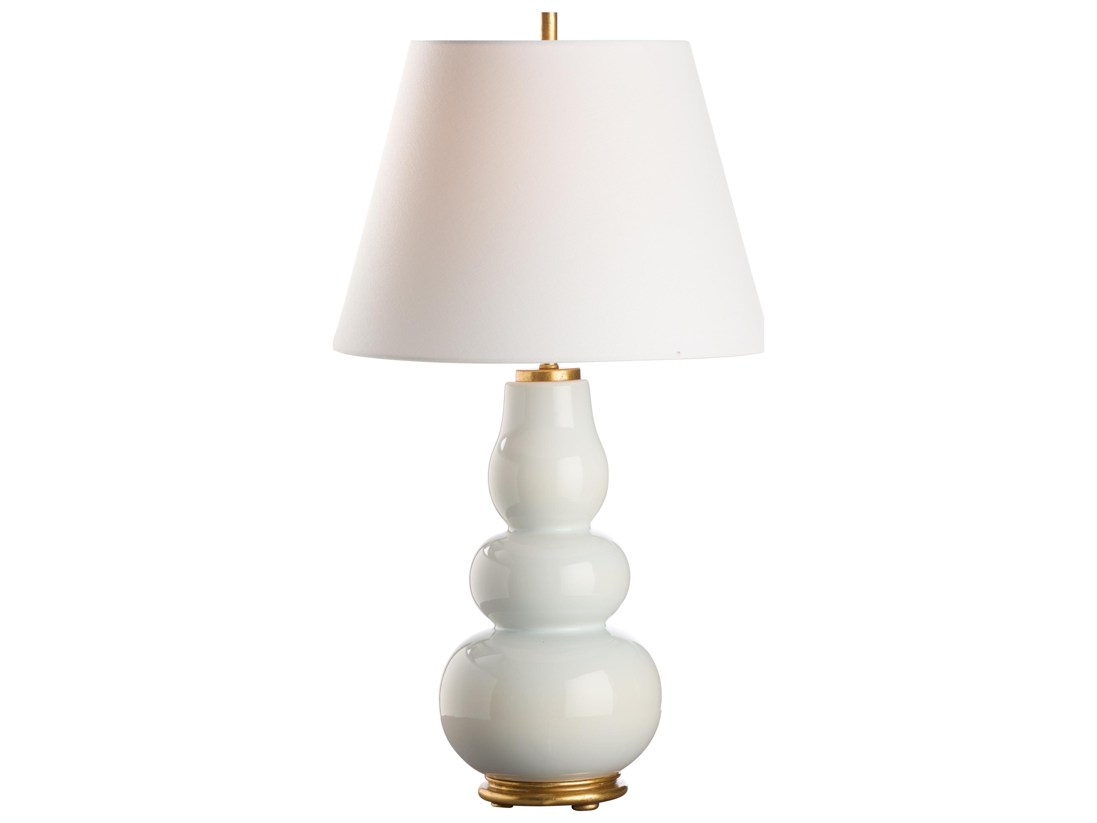 Chelsea House Jamie Merida Iceberg Glaze Gold Leaf White Table Lamp